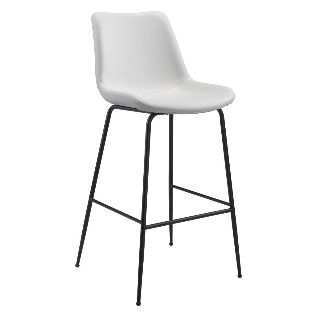 31" White And Black Steel Low Back Bar Height Bar Chair - Loft&Timber