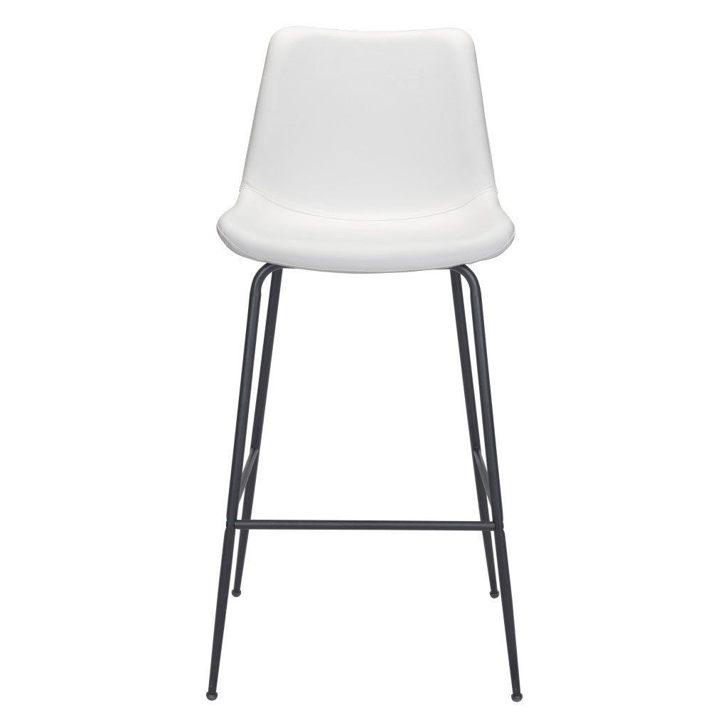 31" White And Black Steel Low Back Bar Height Bar Chair - Loft&Timber
