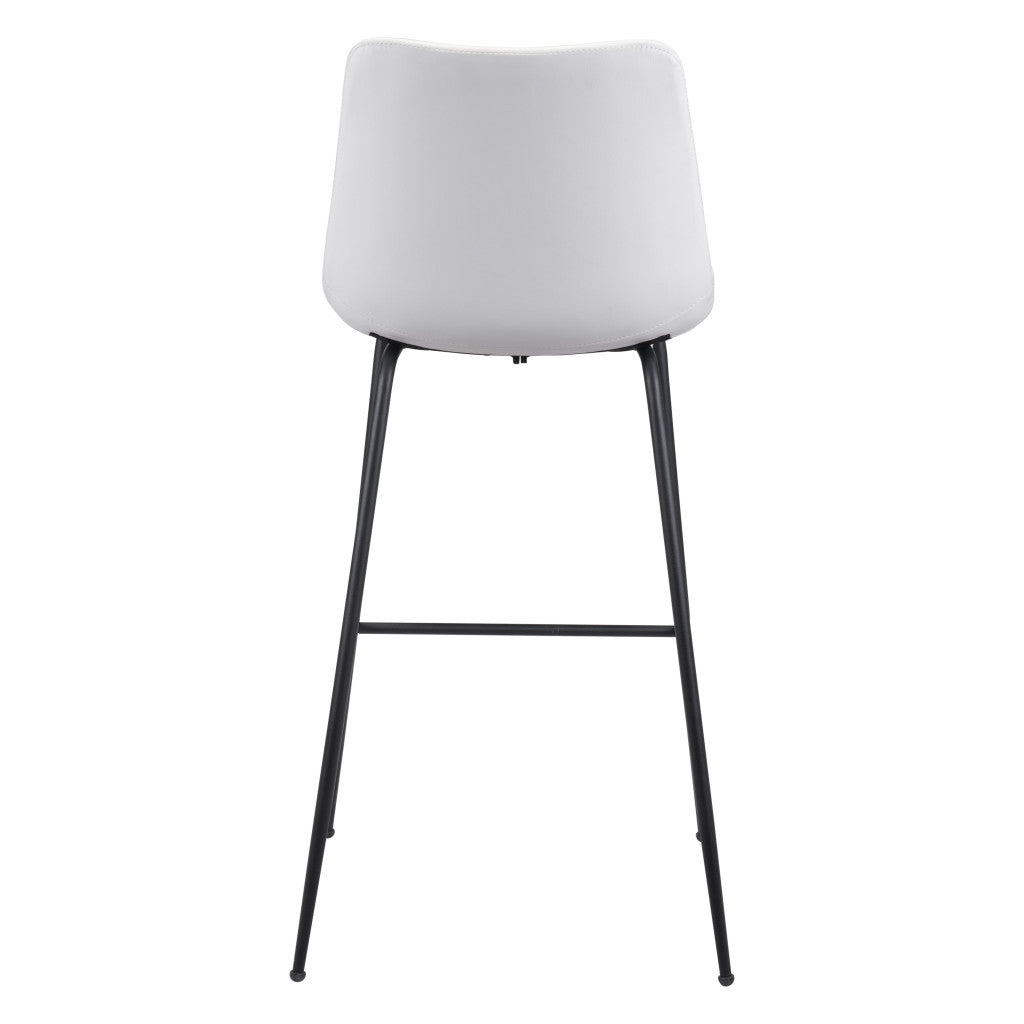 31" White And Black Steel Low Back Bar Height Bar Chair - Loft&Timber
