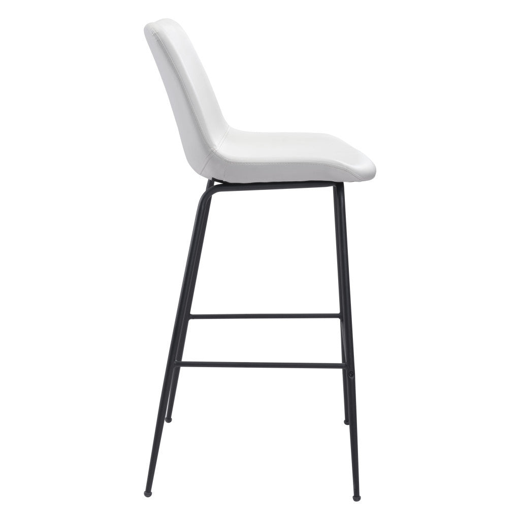 31" White And Black Steel Low Back Bar Height Bar Chair - Loft&Timber