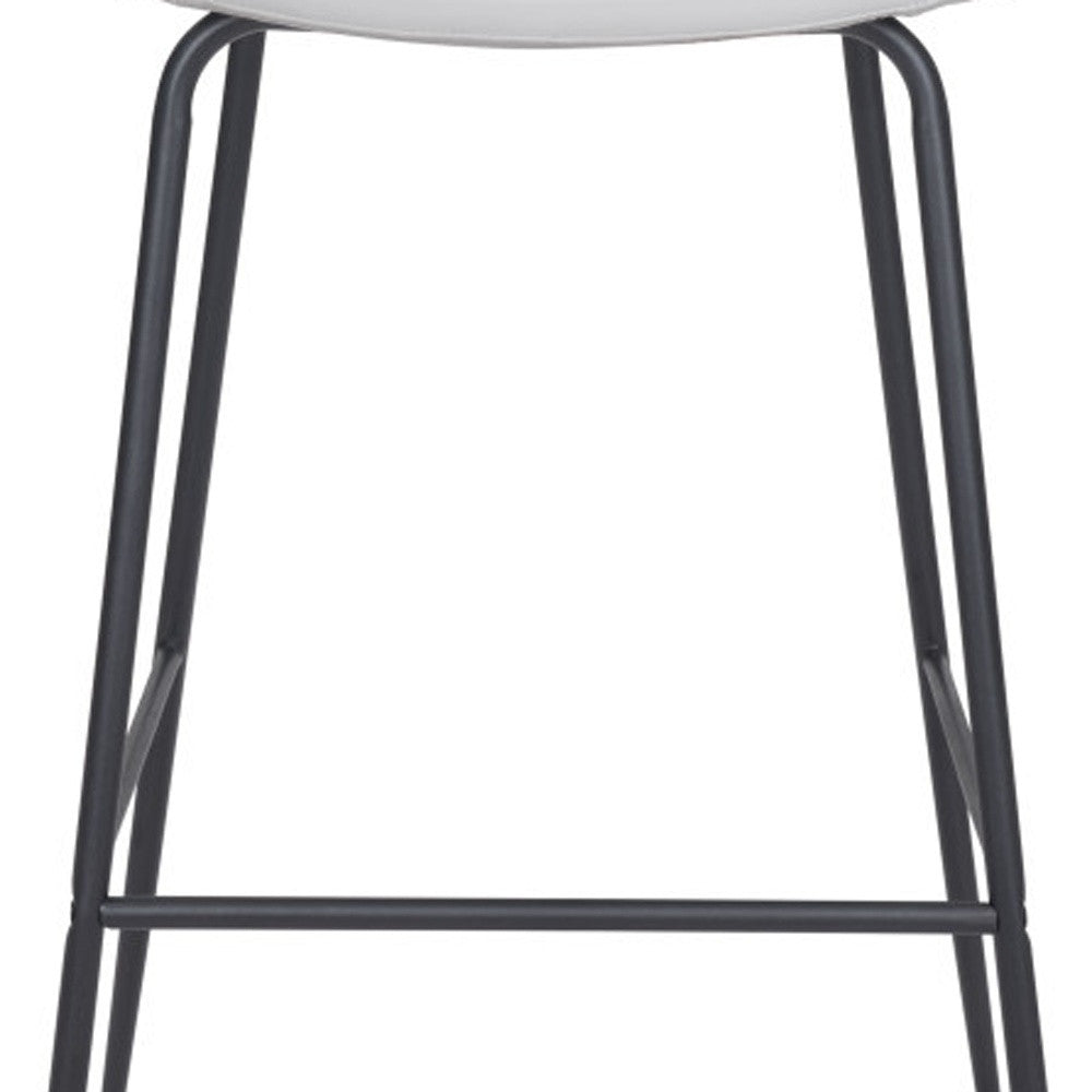 31" White And Black Steel Low Back Bar Height Bar Chair - Loft&Timber