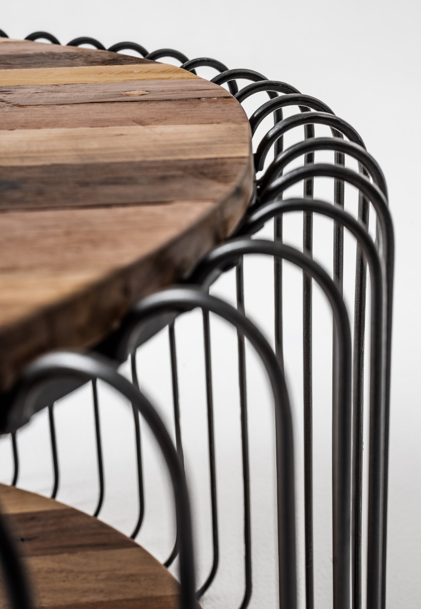 32" Natural And Black Solid Wood And Steel Round Coffee Table With Shelf - Loft&Timber