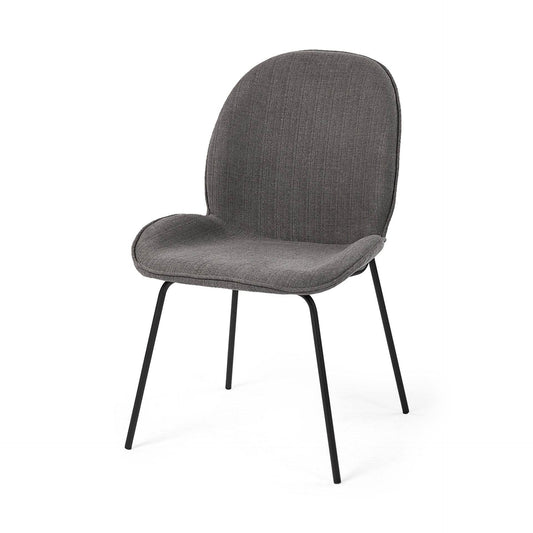Set of Two Gray and Black Upholstered Fabric Dining Side Chairs - Loft&Timber