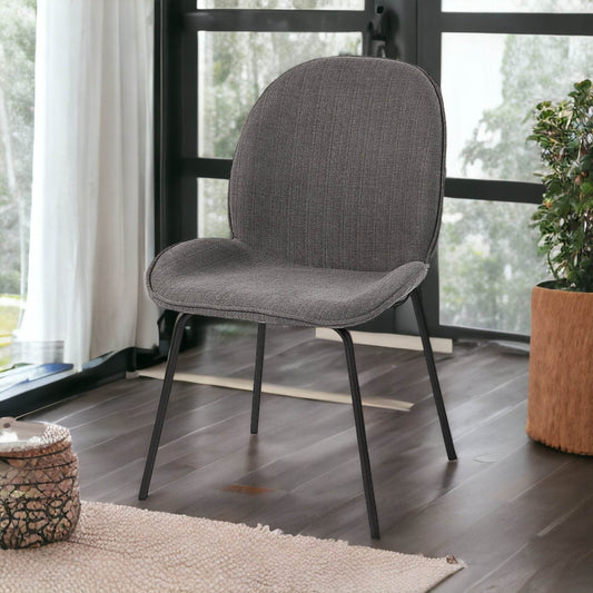 Set of Two Gray and Black Upholstered Fabric Dining Side Chairs - Loft&Timber