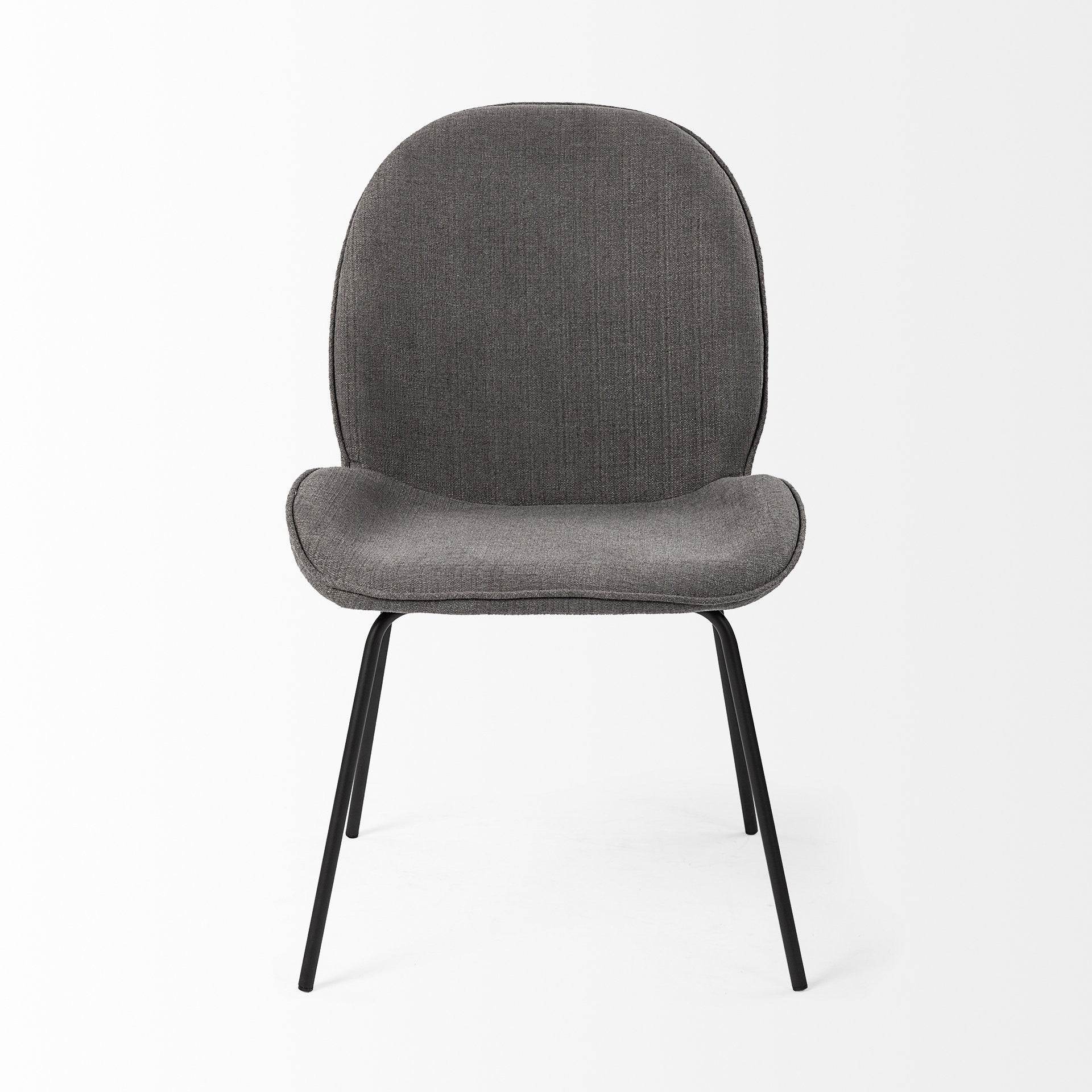 Set of Two Gray and Black Upholstered Fabric Dining Side Chairs - Loft&Timber