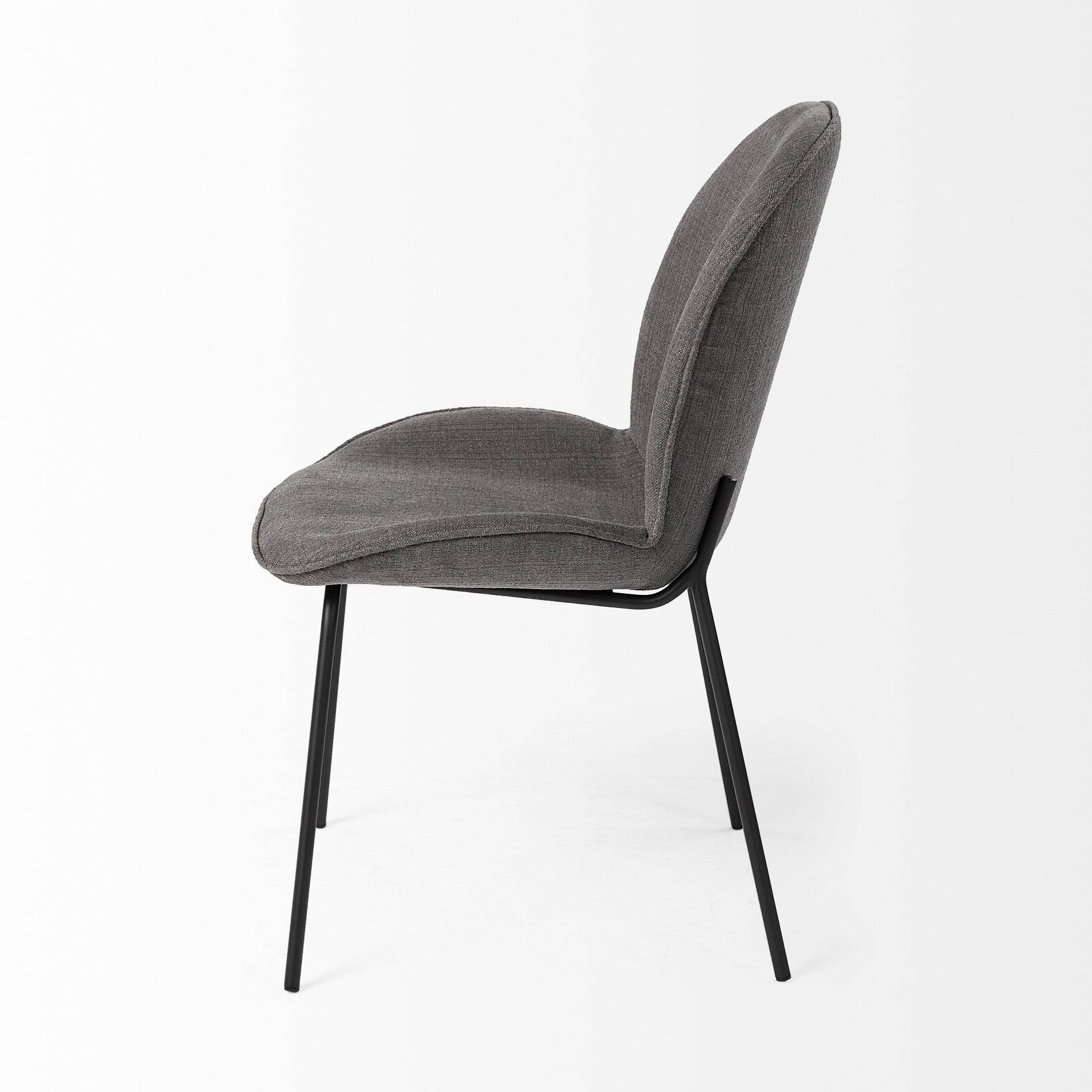 Set of Two Gray and Black Upholstered Fabric Dining Side Chairs - Loft&Timber