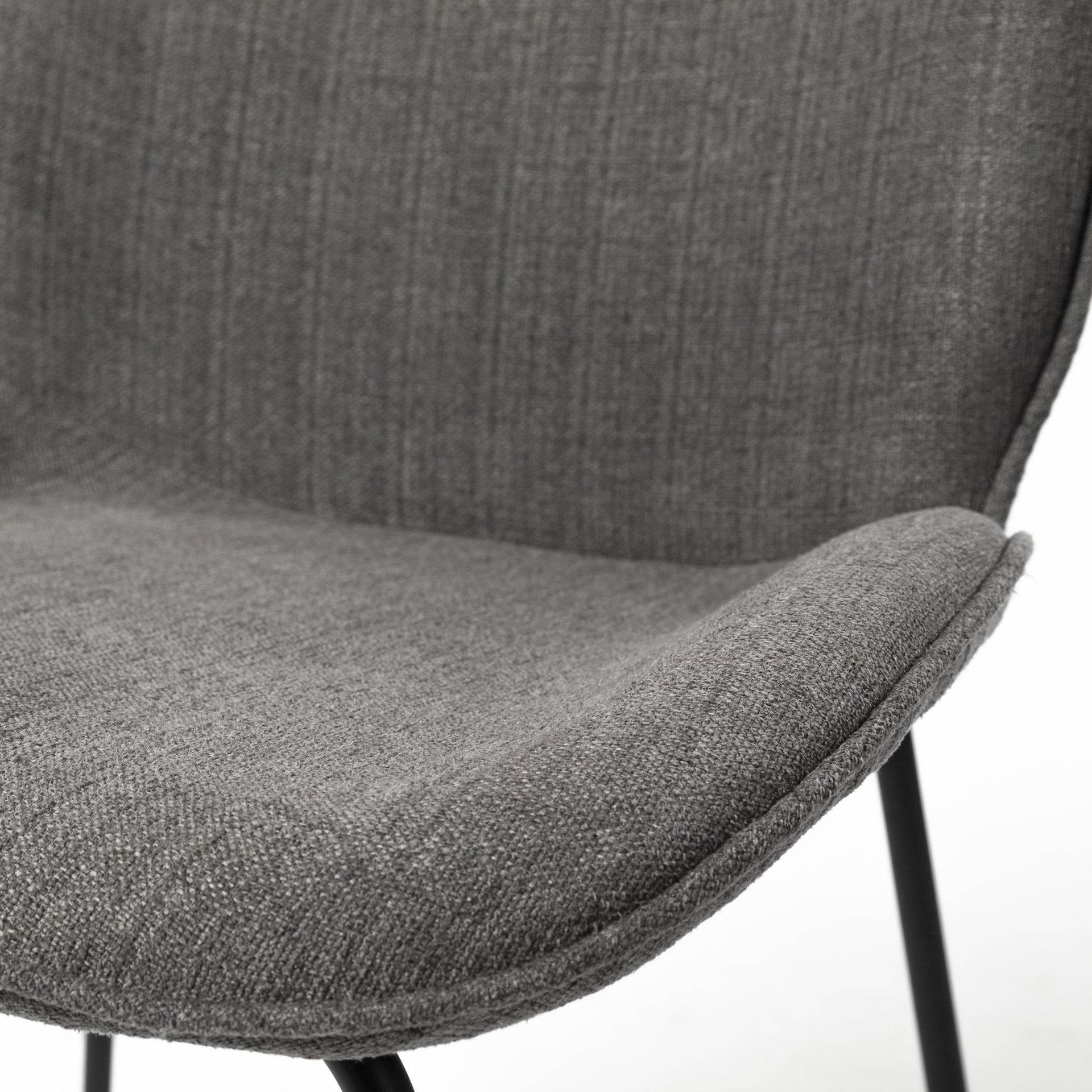 Set of Two Gray and Black Upholstered Fabric Dining Side Chairs - Loft&Timber