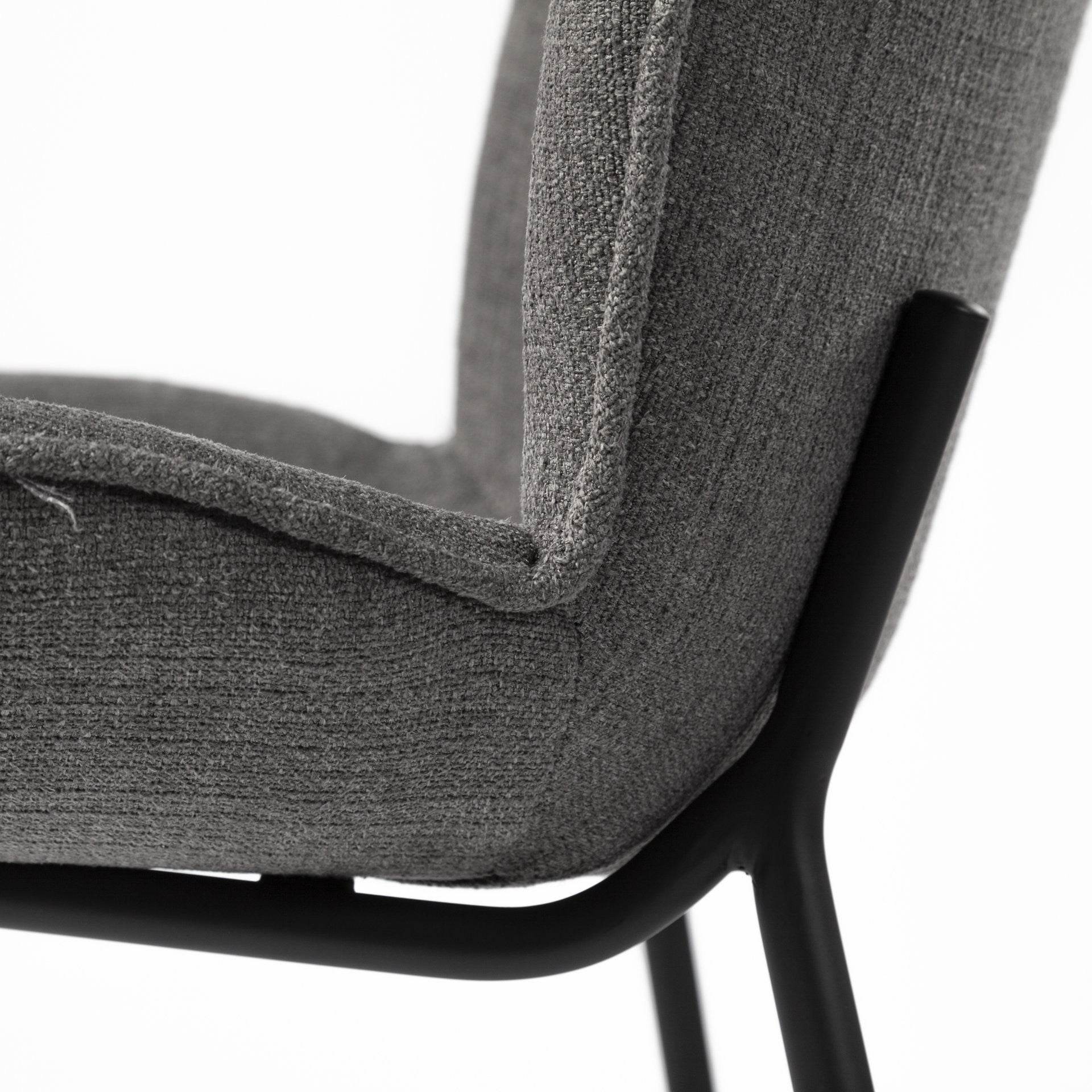 Set of Two Gray and Black Upholstered Fabric Dining Side Chairs - Loft&Timber