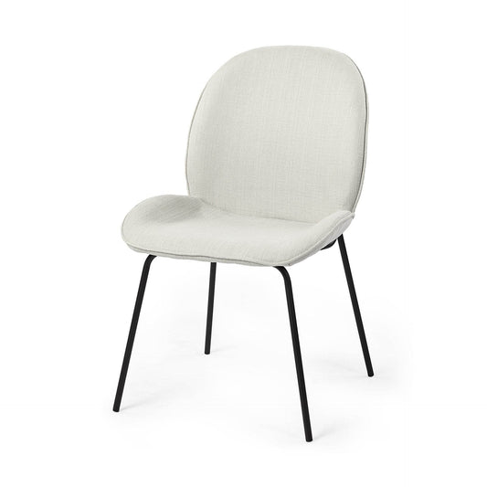 Set of Two White and Black Upholstered Fabric Dining Side Chairs - Loft&Timber