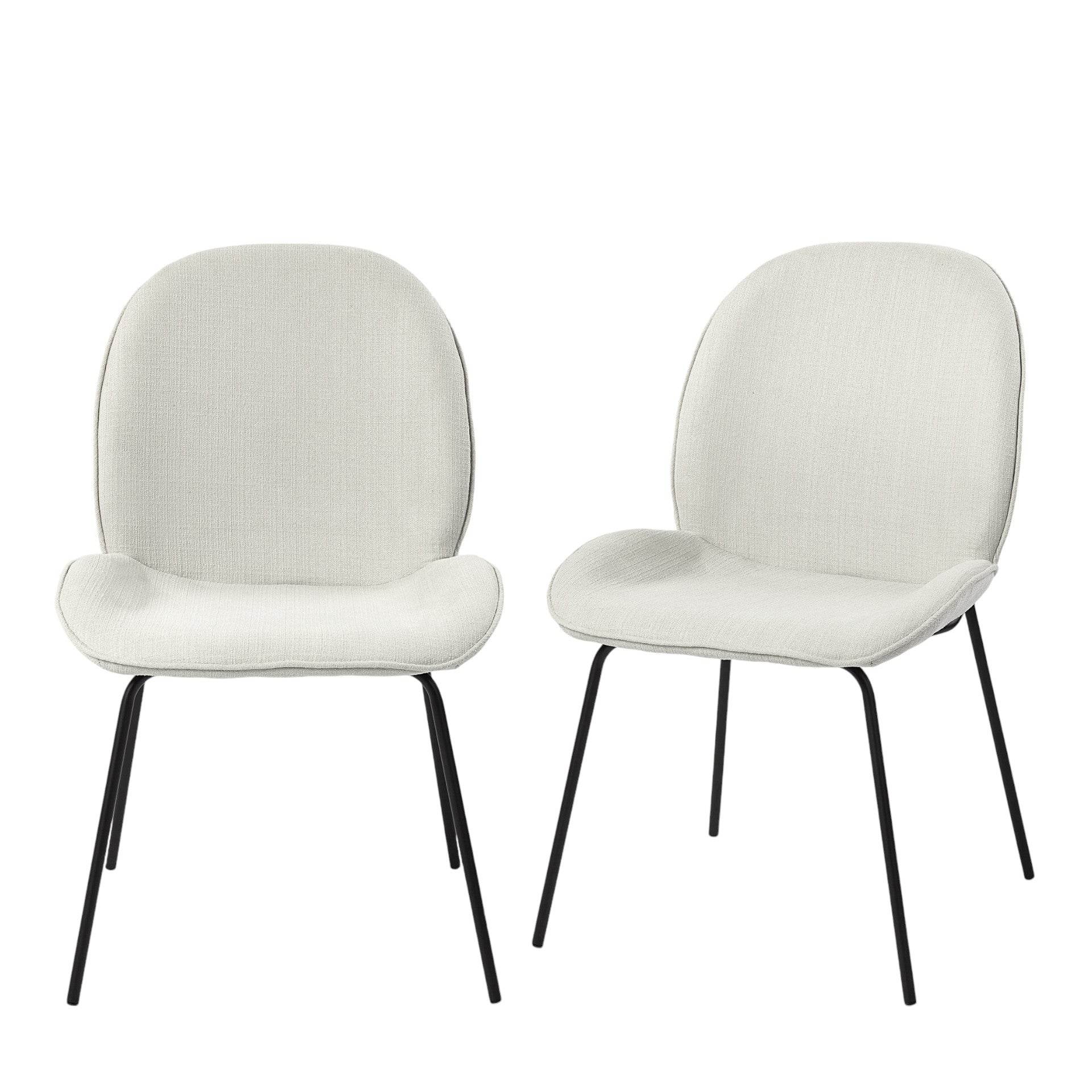Set of Two White and Black Upholstered Fabric Dining Side Chairs - Loft&Timber