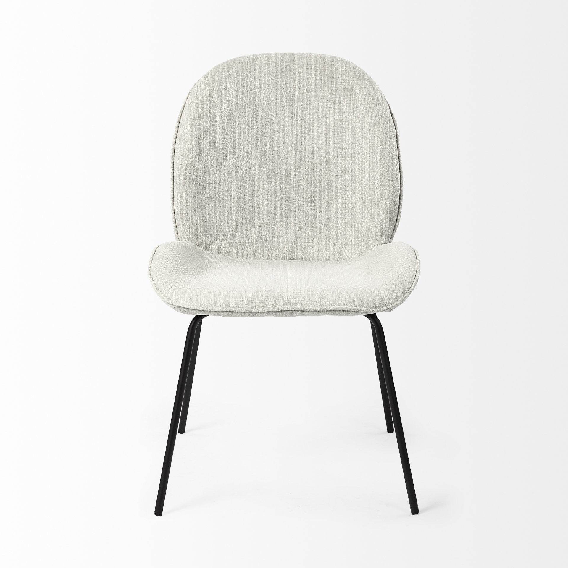 Set of Two White and Black Upholstered Fabric Dining Side Chairs - Loft&Timber