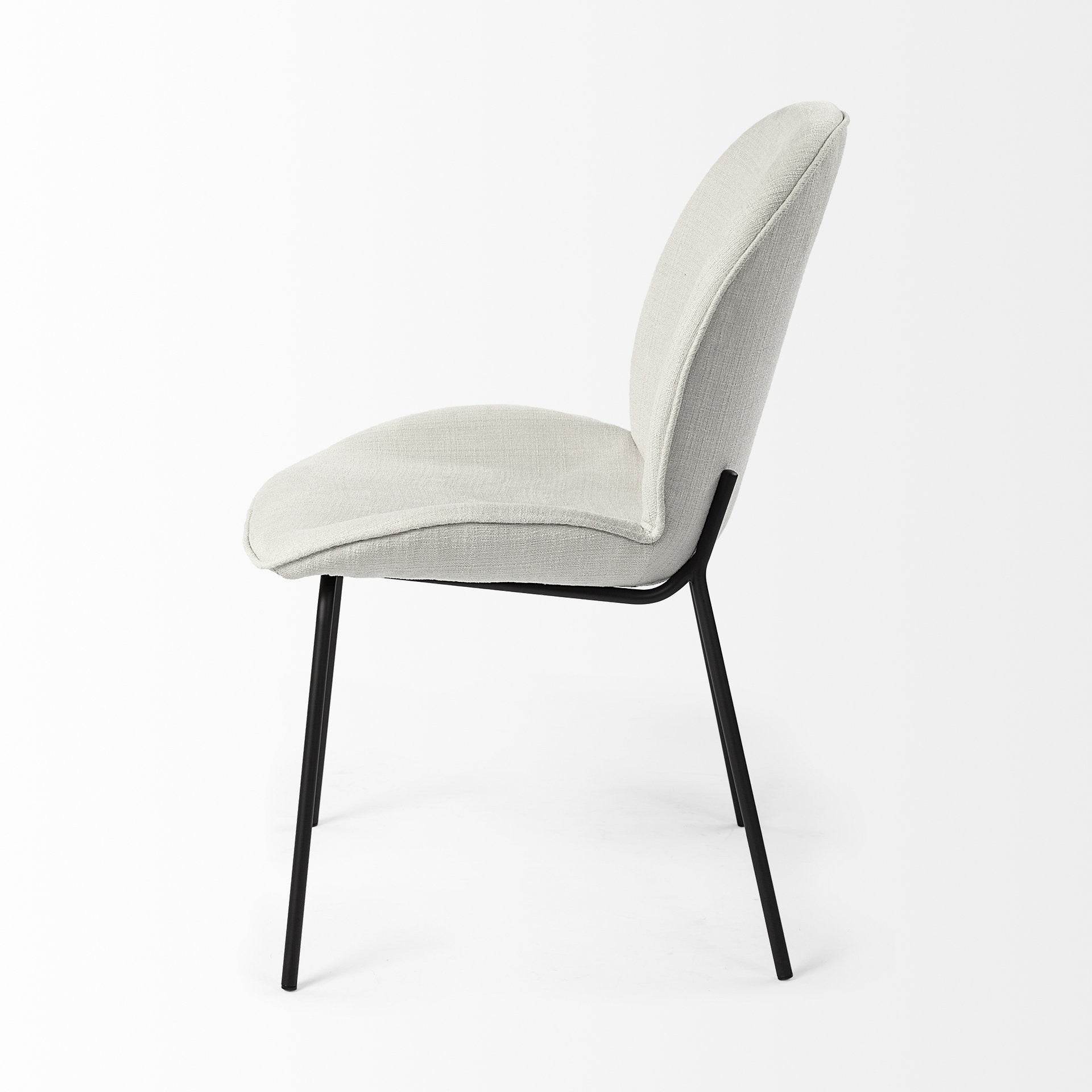 Set of Two White and Black Upholstered Fabric Dining Side Chairs - Loft&Timber