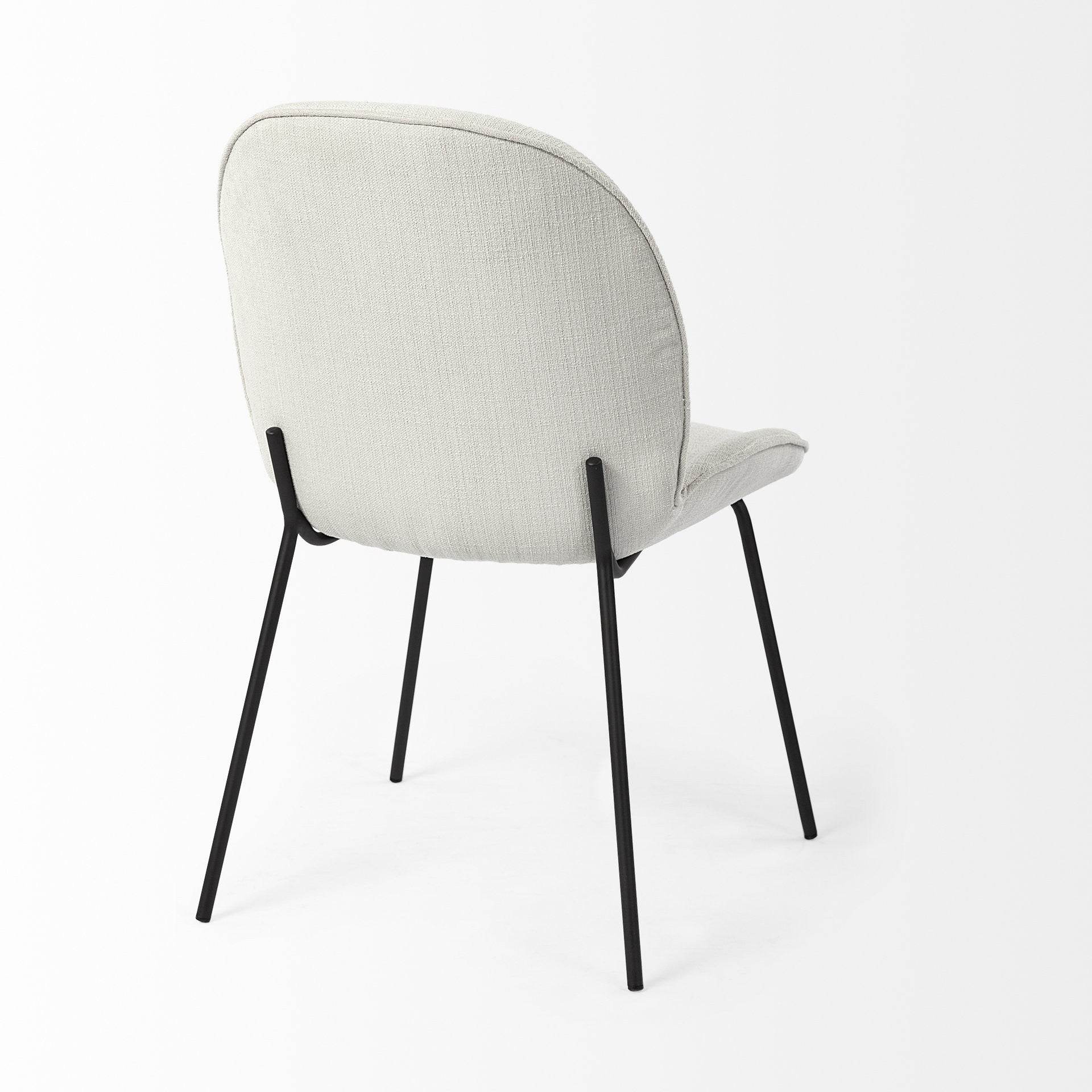 Set of Two White and Black Upholstered Fabric Dining Side Chairs - Loft&Timber