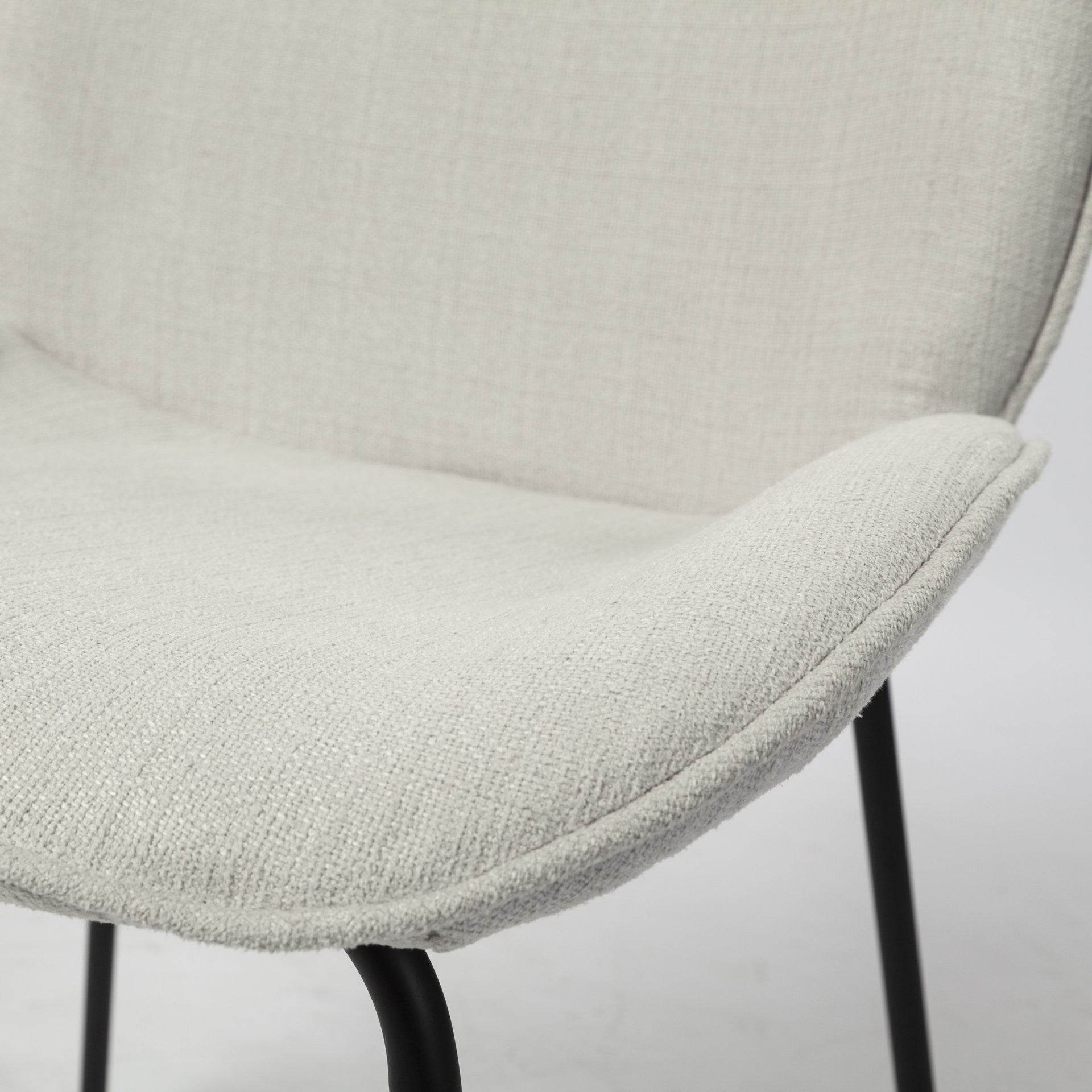 Set of Two White and Black Upholstered Fabric Dining Side Chairs - Loft&Timber