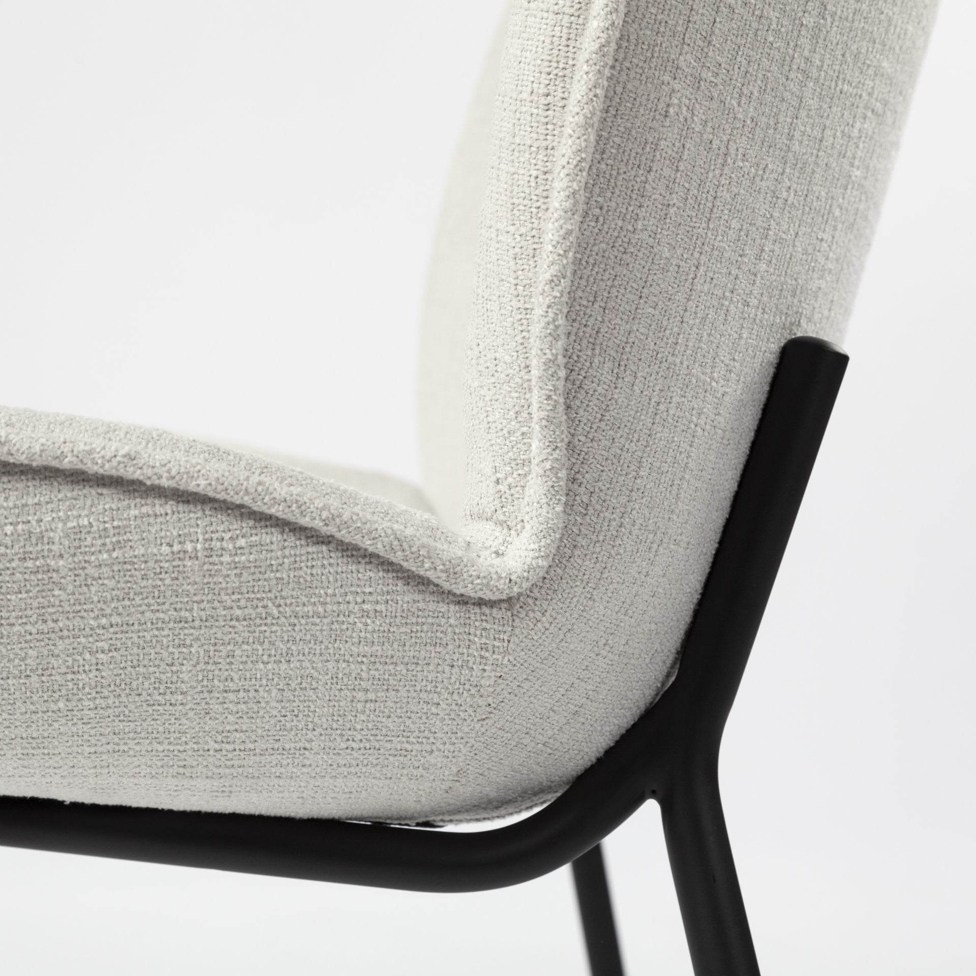 Set of Two White and Black Upholstered Fabric Dining Side Chairs - Loft&Timber