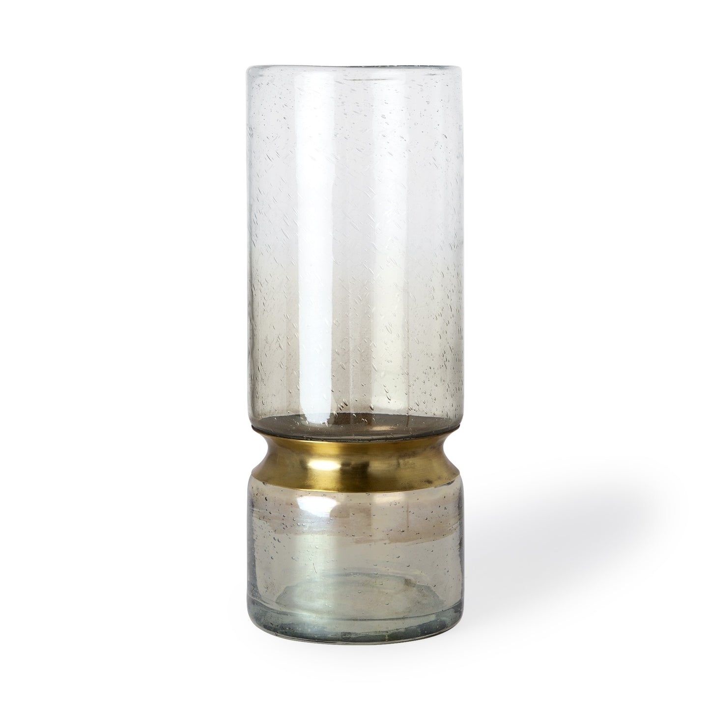 13" Gold Abstract Cylinder Metal Table Vase - Loft&Timber