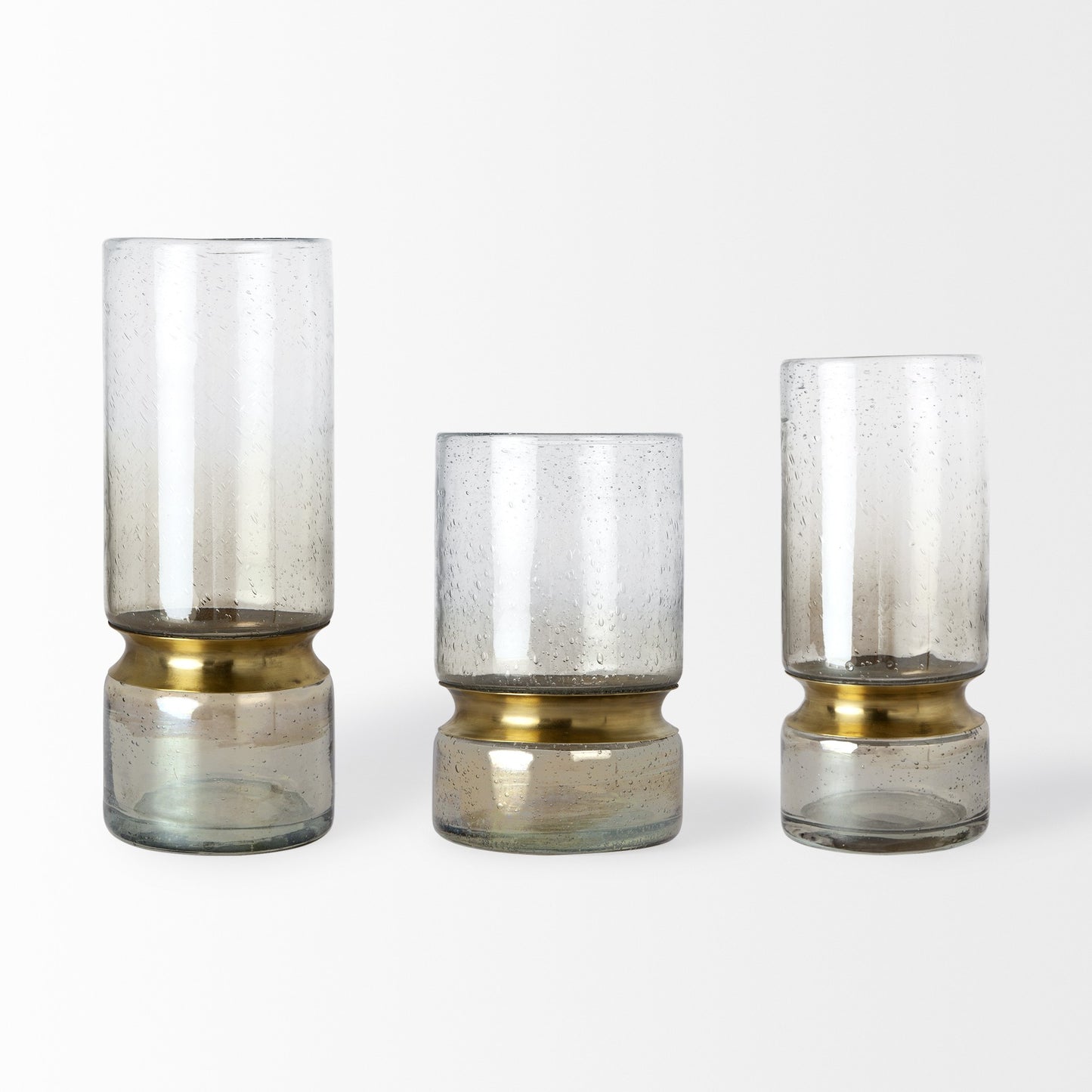 13" Gold Abstract Cylinder Metal Table Vase - Loft&Timber