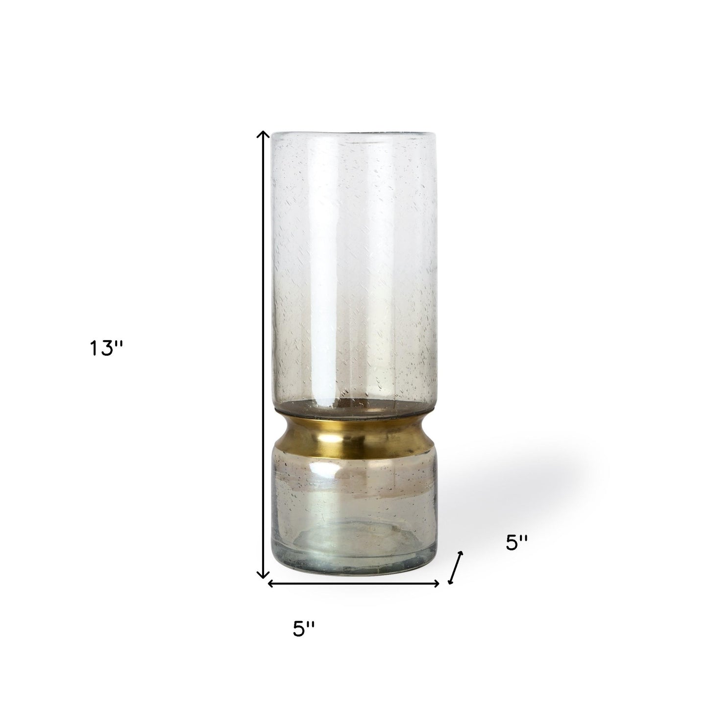 13" Gold Abstract Cylinder Metal Table Vase - Loft&Timber