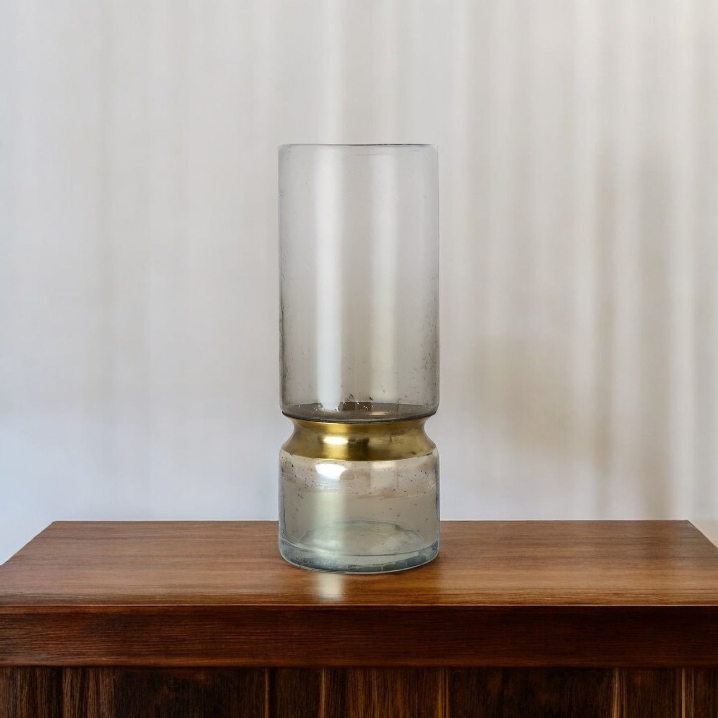 13" Gold Abstract Cylinder Metal Table Vase - Loft&Timber
