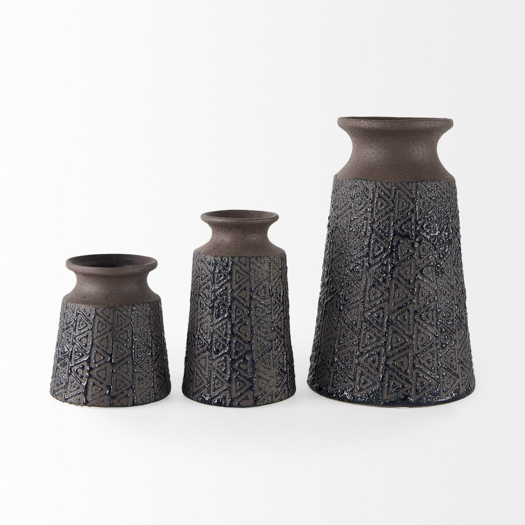 6" Brown Abstract Cylinder Ceramic Table Vase - Loft&Timber