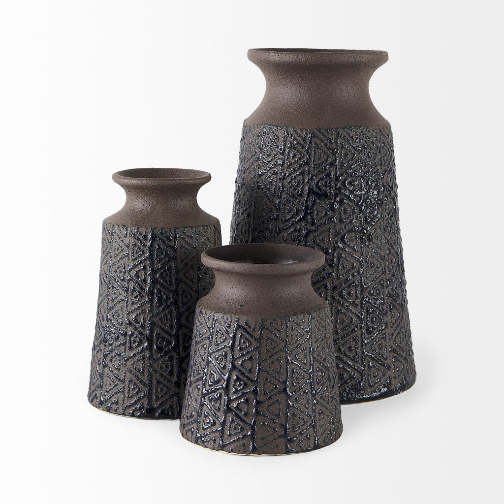 6" Brown Abstract Cylinder Ceramic Table Vase - Loft&Timber