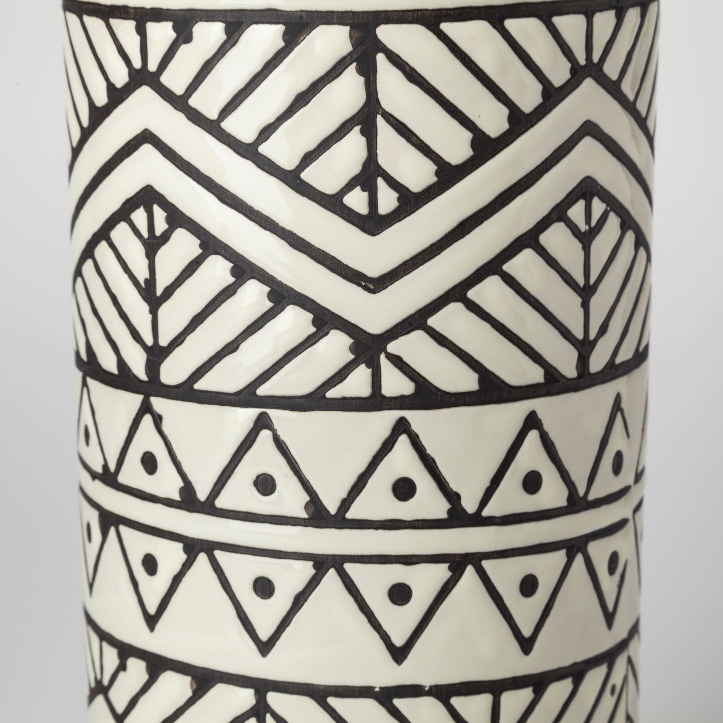 14" Cream Geometric Cylinder Ceramic Table Vase - Loft&Timber