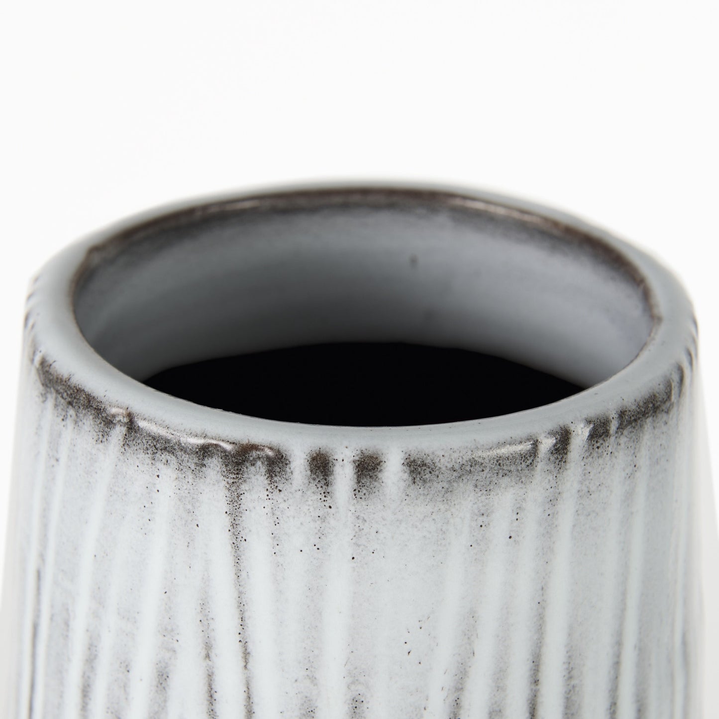 19" Black Gray And White Abstract Cylinder Ceramic Table Vase - Loft&Timber