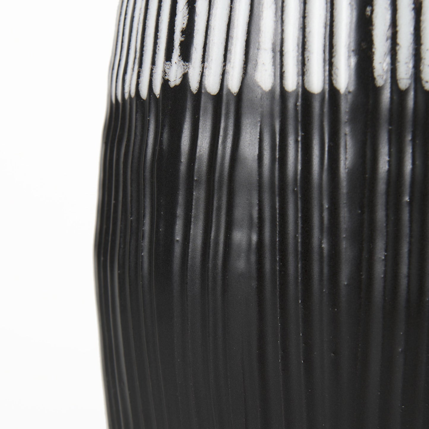 19" Black Gray And White Abstract Cylinder Ceramic Table Vase - Loft&Timber