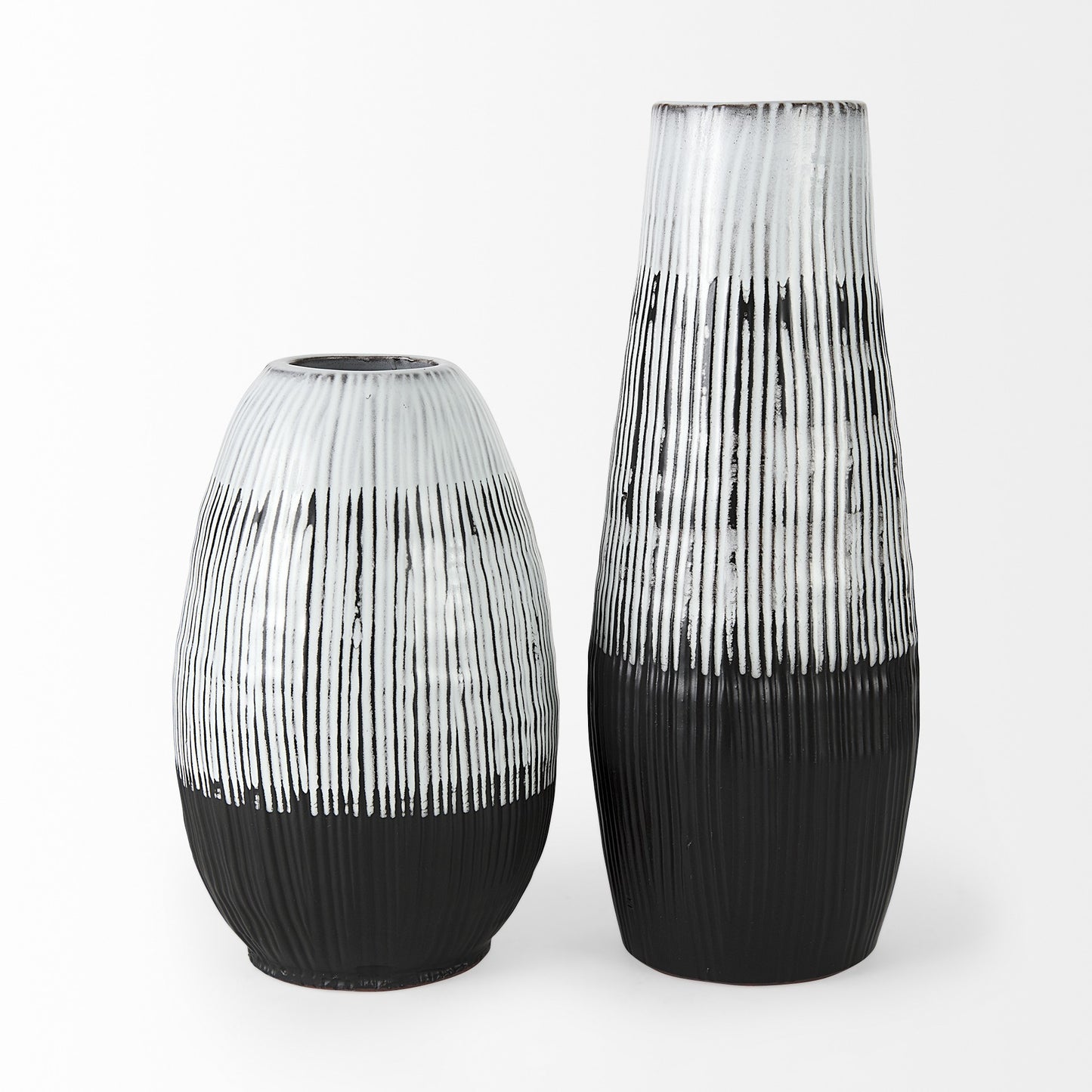 13" Black Gray And White Abstract Cylinder Ceramic Table Vase - Loft&Timber
