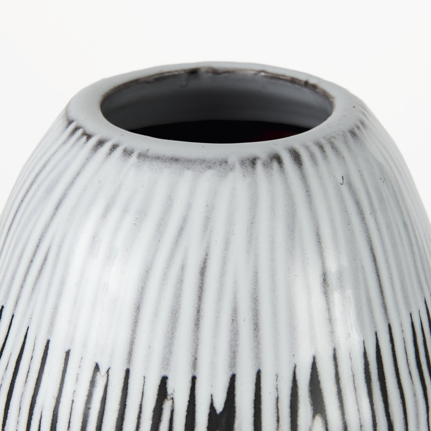 13" Black Gray And White Abstract Cylinder Ceramic Table Vase - Loft&Timber