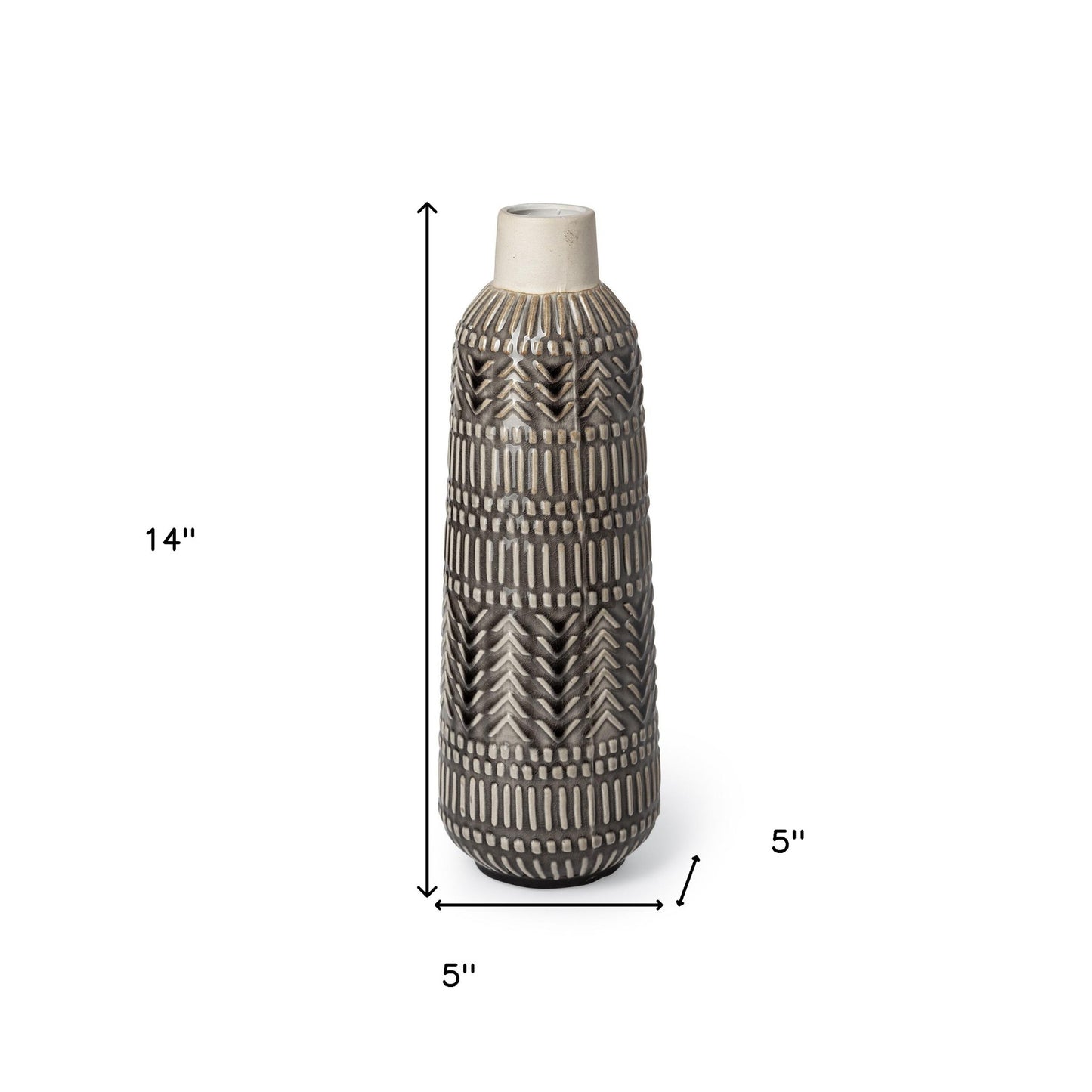14" Gray Abstract Cylinder Ceramic Table Vase - Loft&Timber