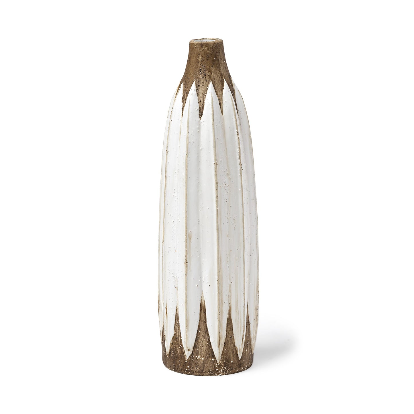 18" Brown And White Abstract Cylinder Ceramic Table Vase - Loft&Timber
