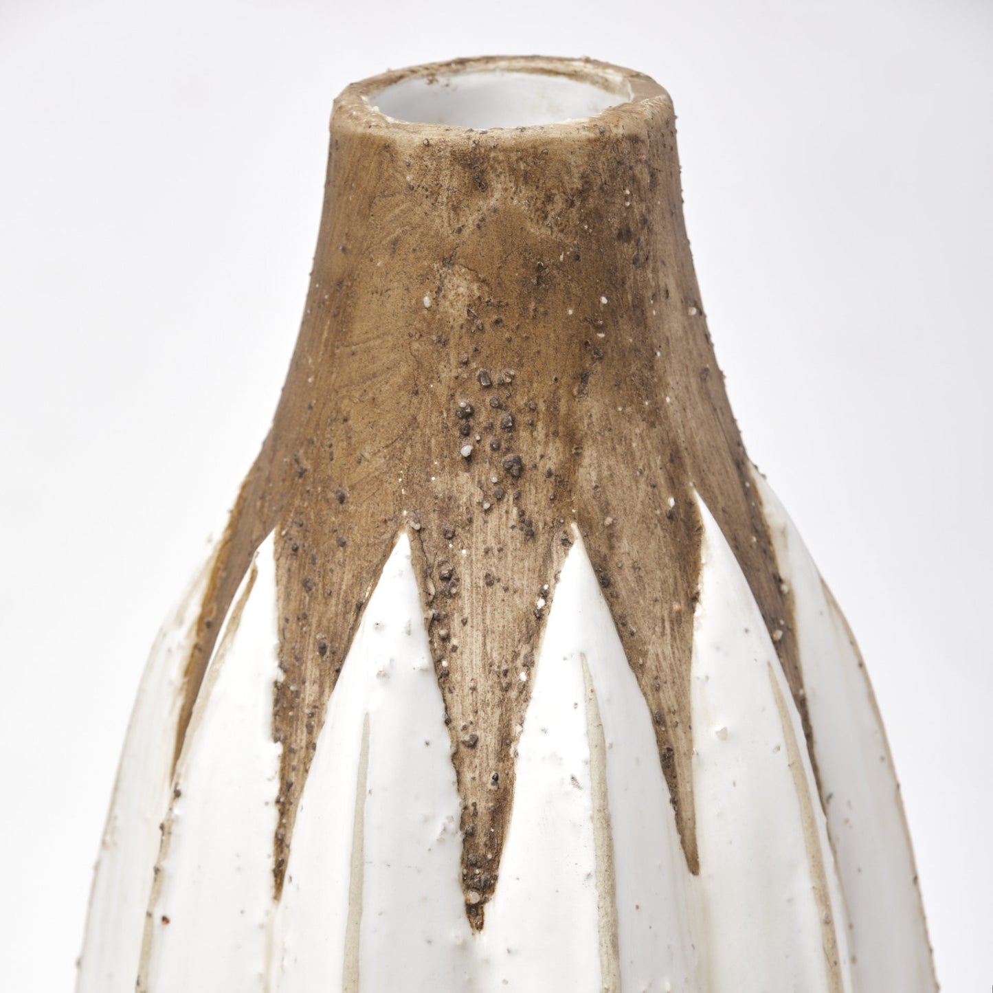 18" Brown And White Abstract Cylinder Ceramic Table Vase - Loft&Timber