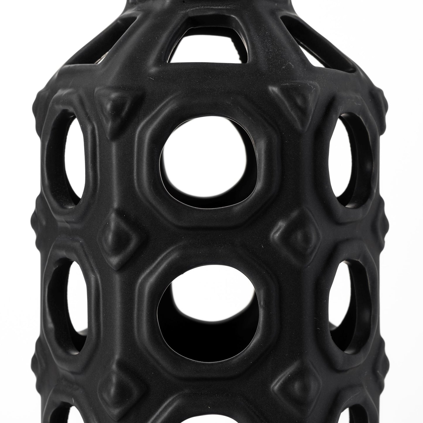 12" Black Ceramic Pierced Geometric Cylinder Table Vase - Loft&Timber