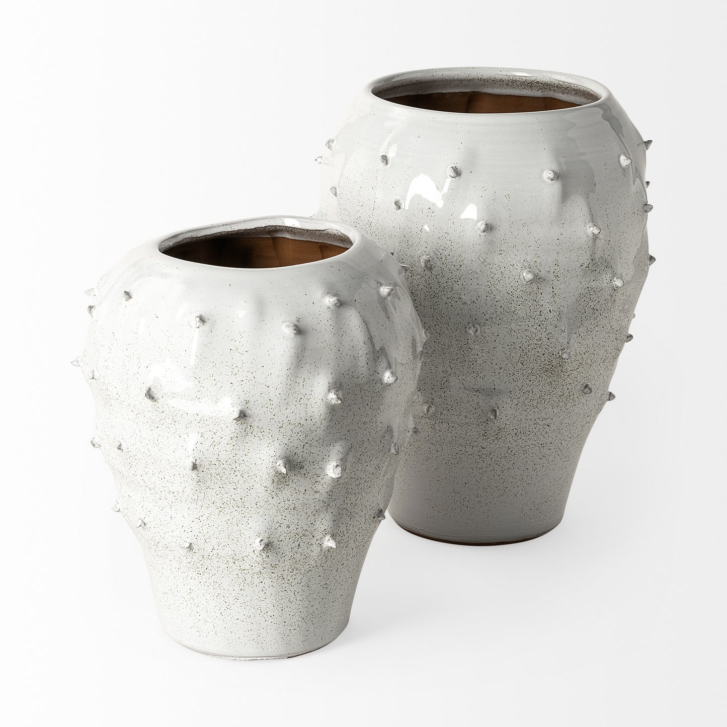 14" White Abstract Cylinder Ceramic Table Vase - Loft&Timber