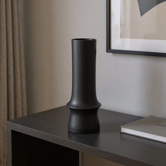17" Black Abstract Cylinder Ceramic Table Vase - Loft&Timber