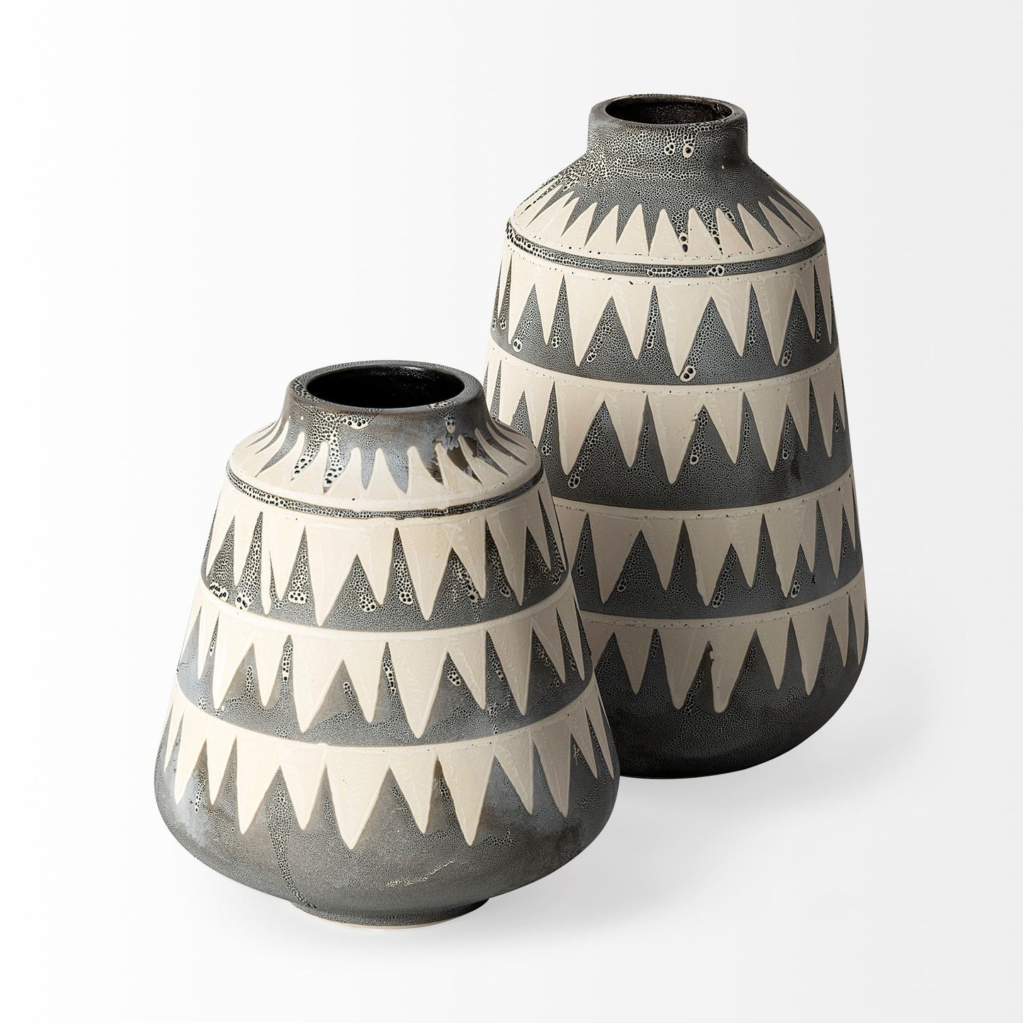 10" Gray And Ivory Abstract Cylinder Ceramic Table Vase - Loft&Timber