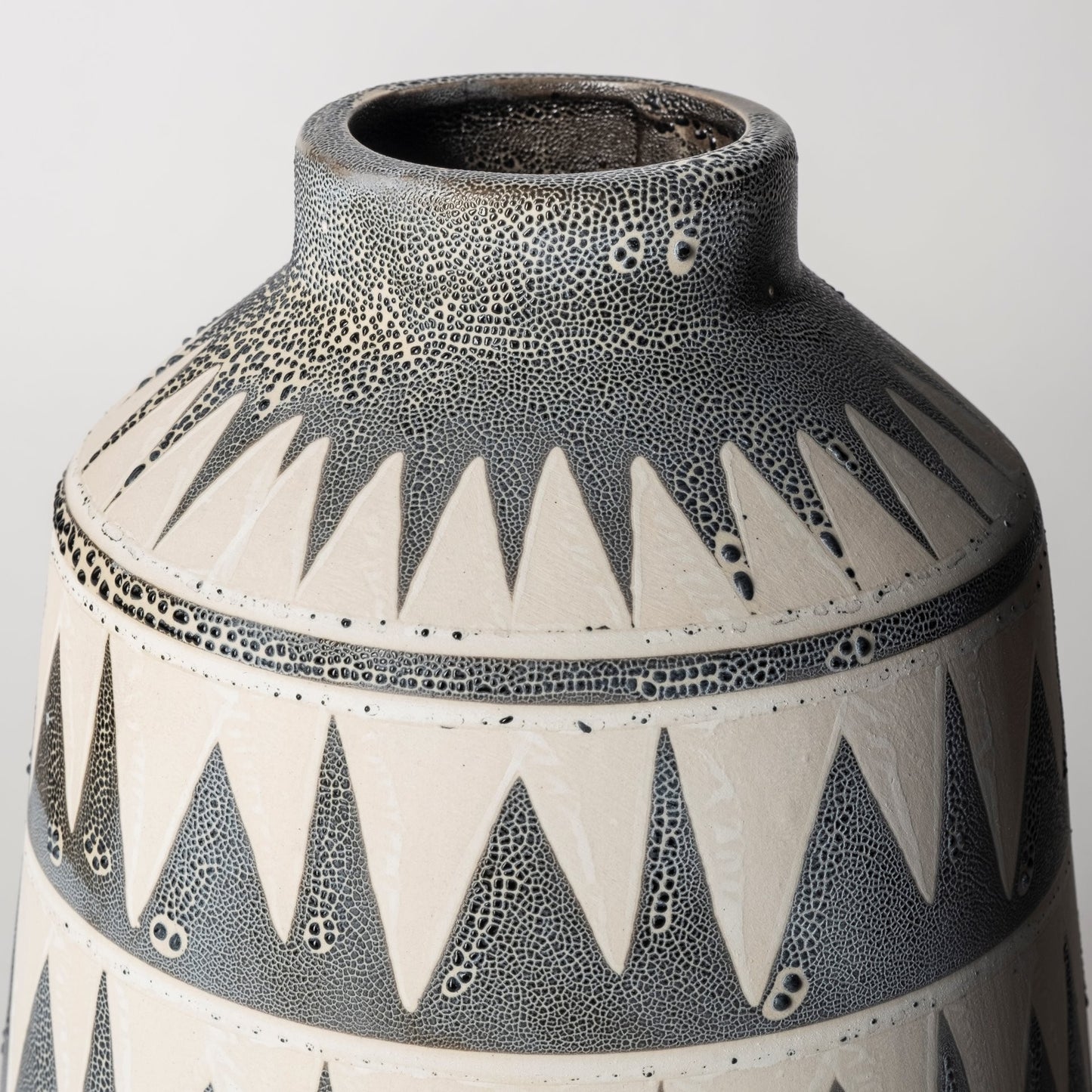 10" Gray And Ivory Abstract Cylinder Ceramic Table Vase - Loft&Timber