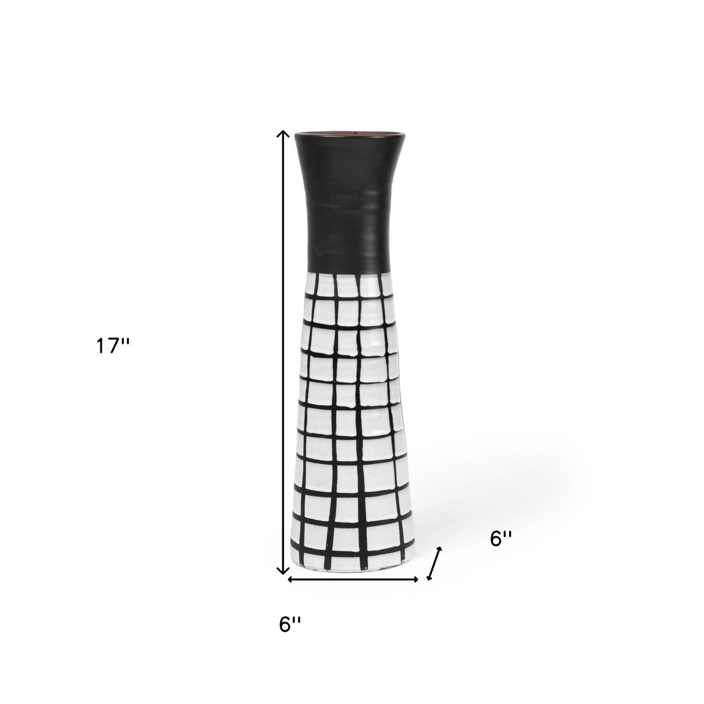 17" Black And White Abstract Cylinder Ceramic Table Vase - Loft&Timber