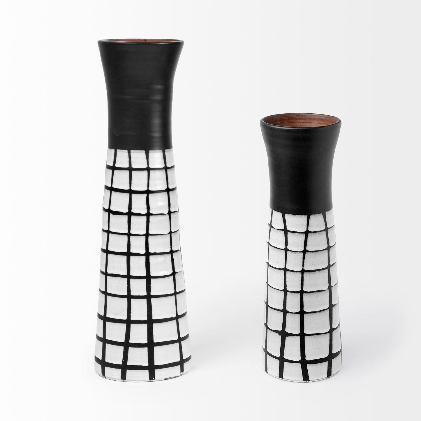 24" Black And White Abstract Cylinder Ceramic Table Vase - Loft&Timber