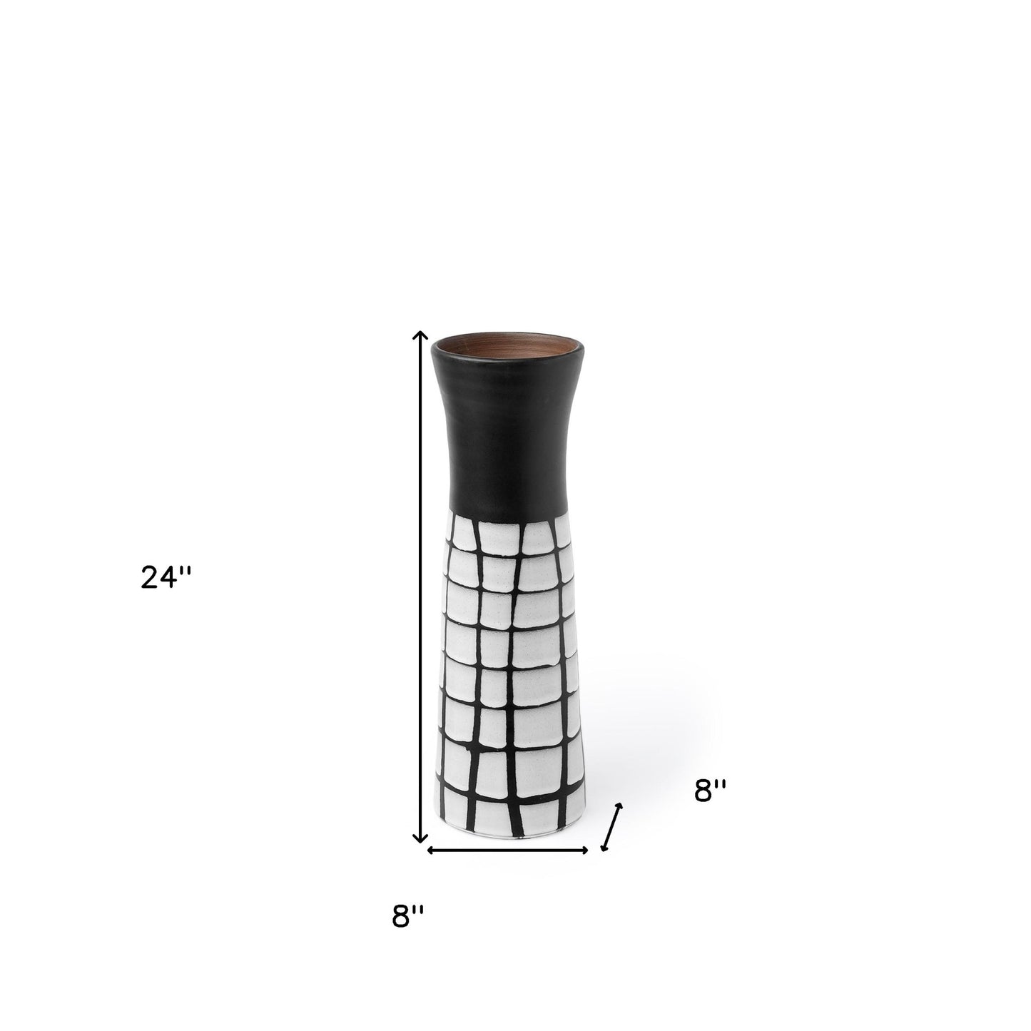 24" Black And White Abstract Cylinder Ceramic Table Vase - Loft&Timber
