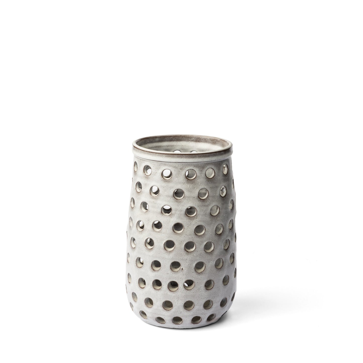 12" White Abstract Cylinder Ceramic Table Vase - Loft&Timber