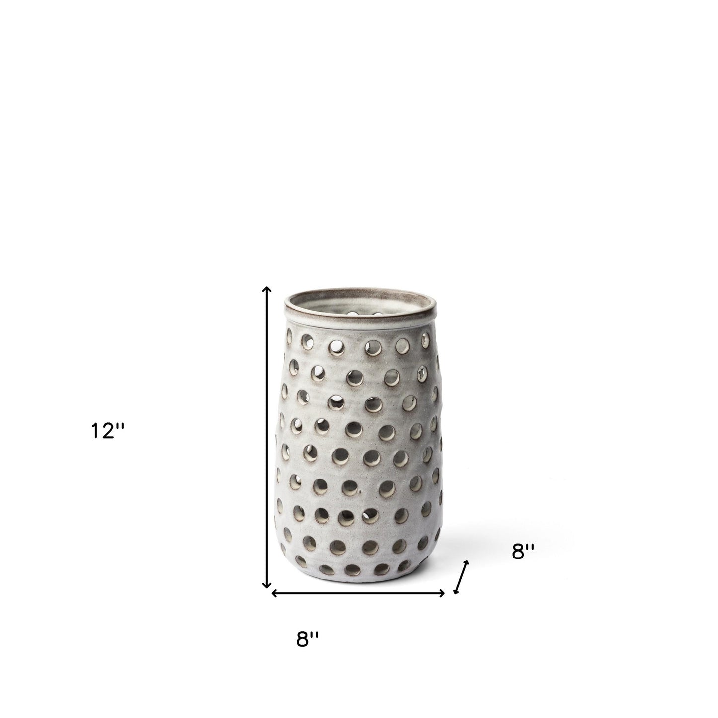 12" White Abstract Cylinder Ceramic Table Vase - Loft&Timber