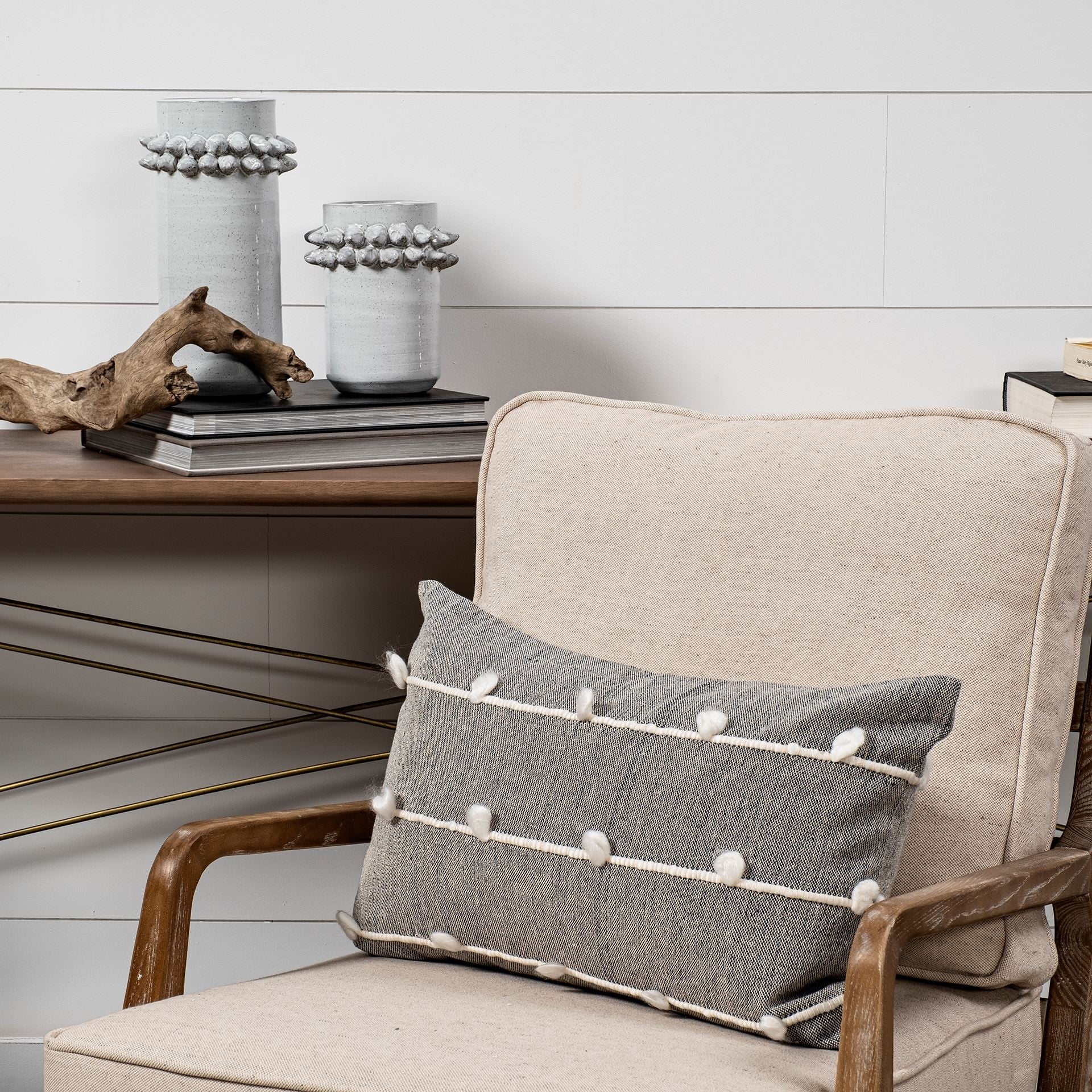 7" Gray Abstract Cylinder Ceramic Table Vase - Loft&Timber