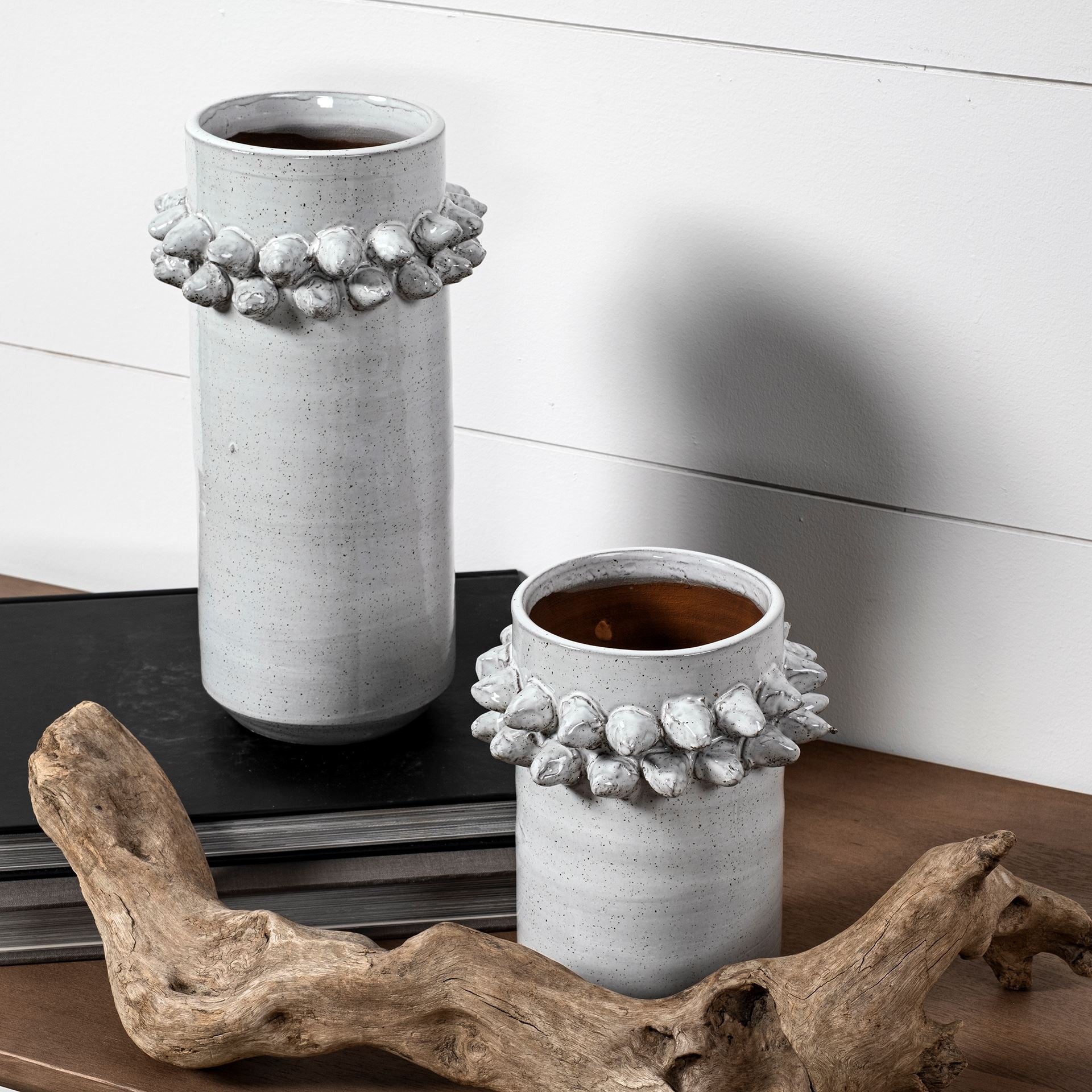 7" Gray Abstract Cylinder Ceramic Table Vase - Loft&Timber