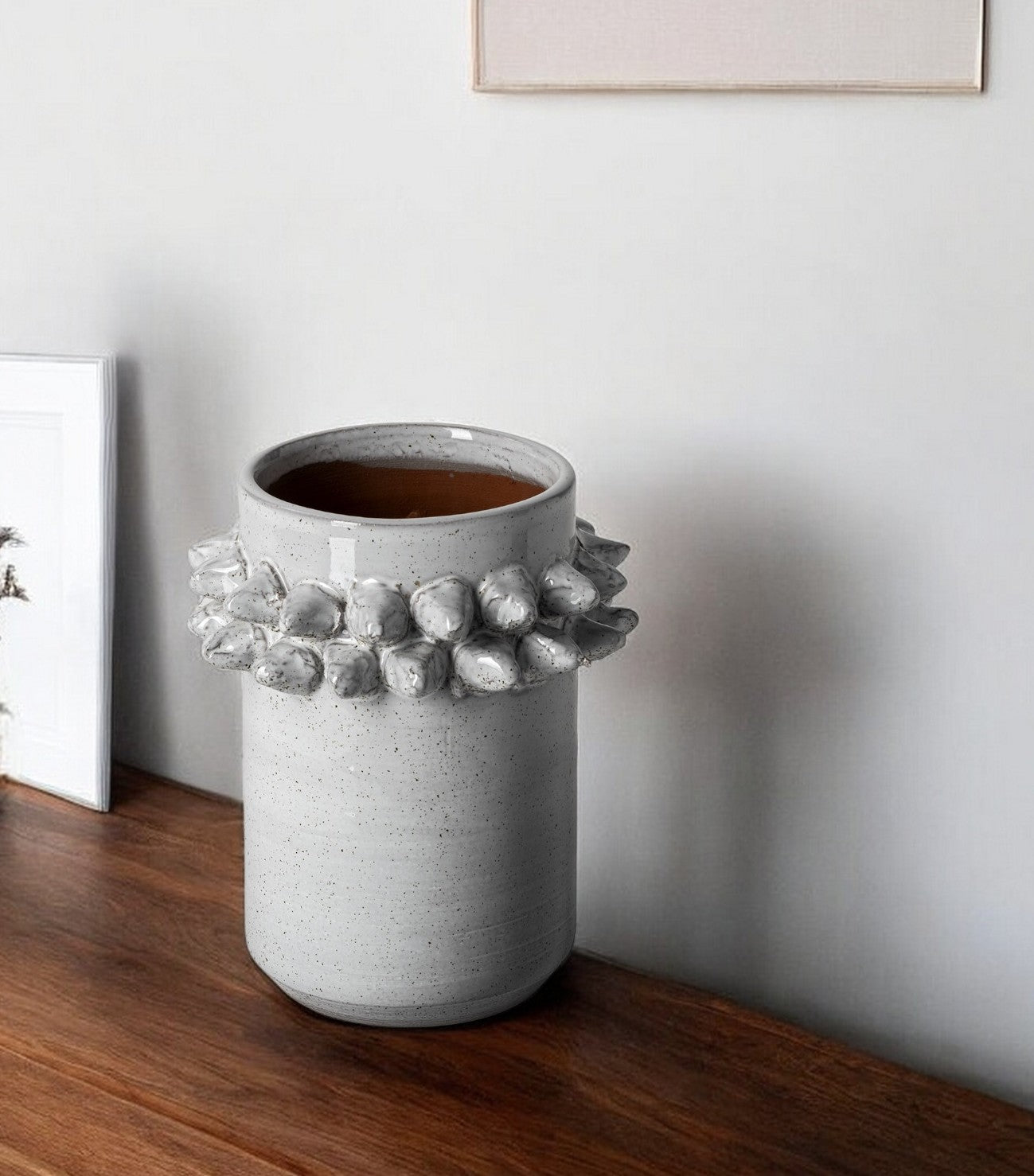 7" Gray Abstract Cylinder Ceramic Table Vase - Loft&Timber