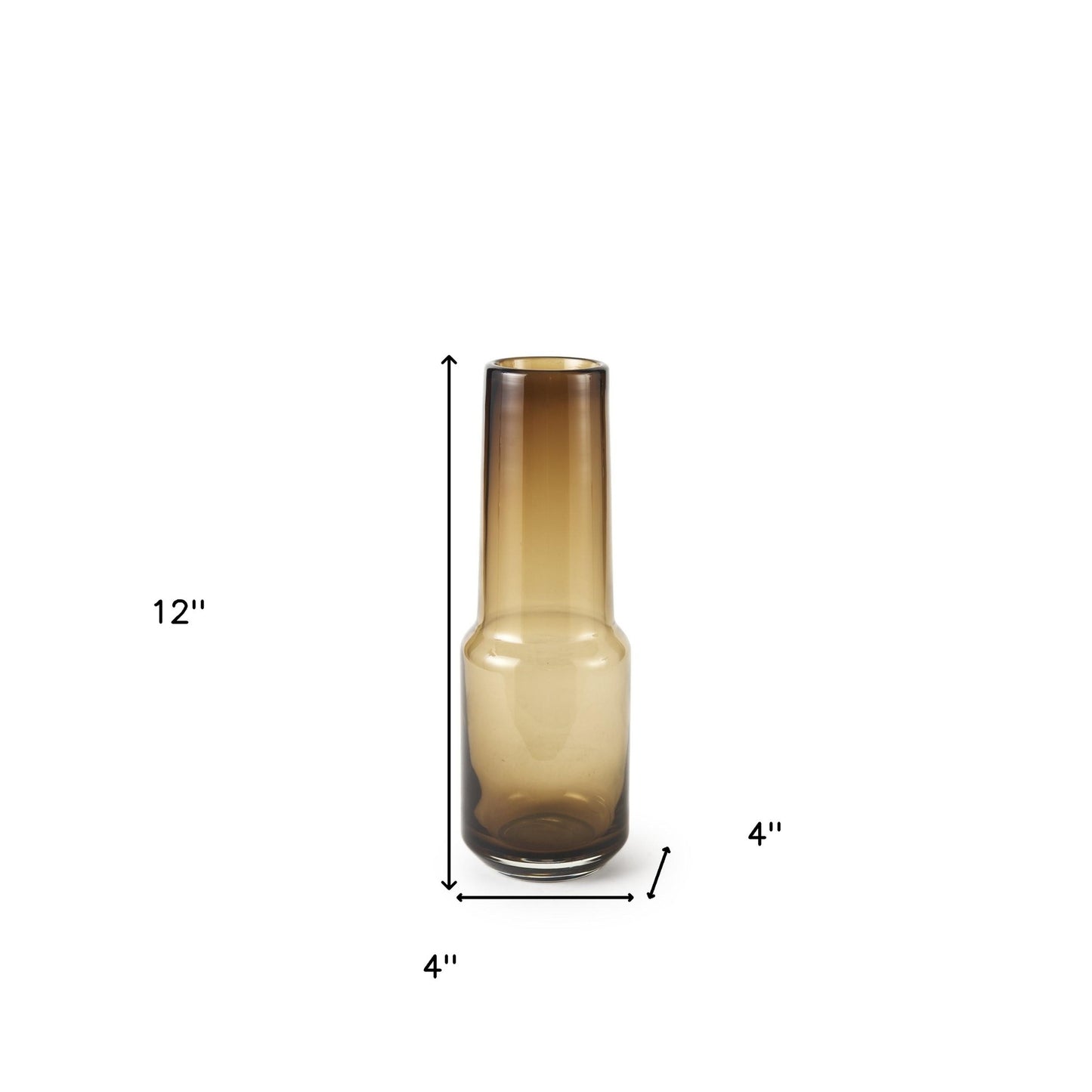 12" Brown Cylinder Crystal Glass Table Vase - Loft&Timber