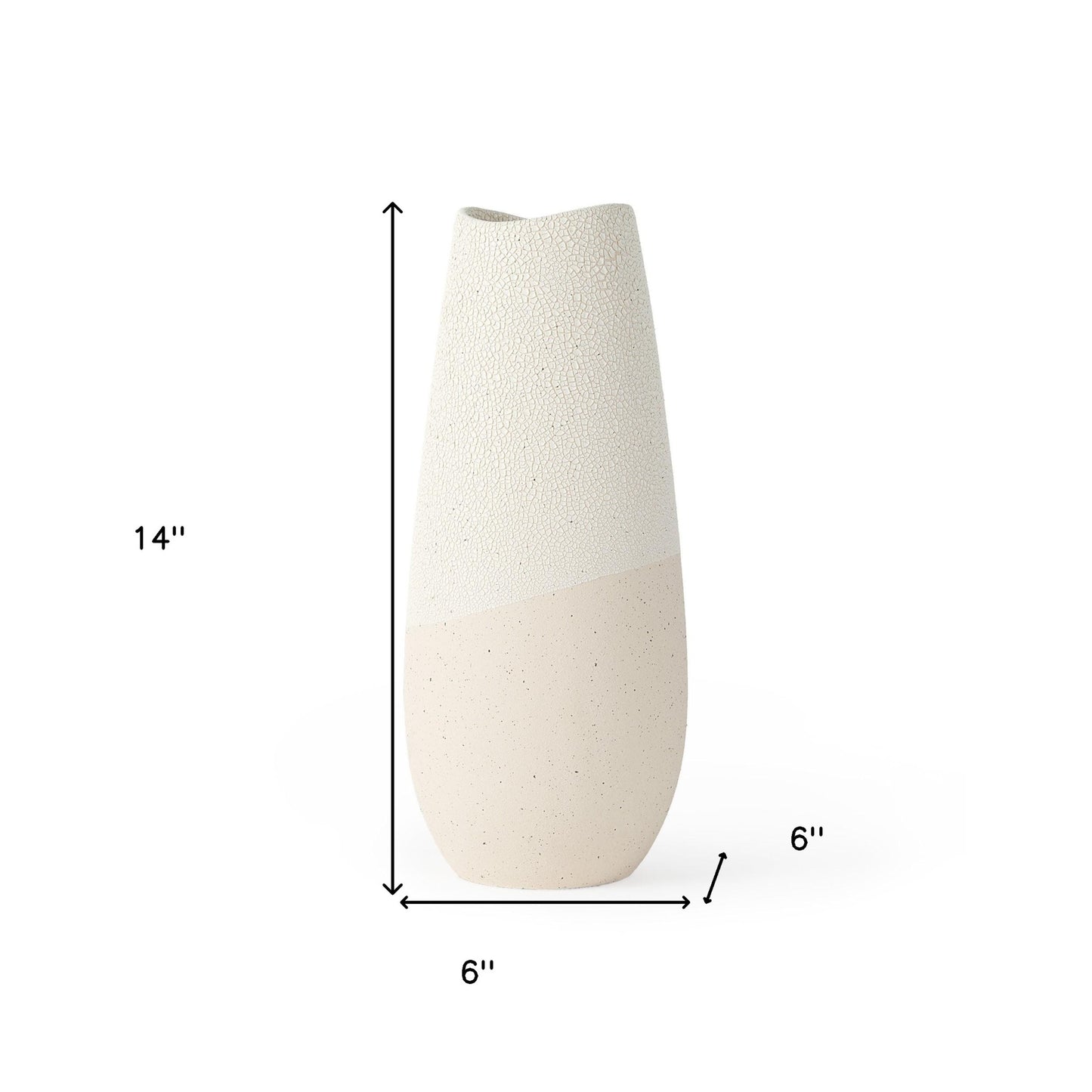 14" Cream Abstract Cylinder Ceramic Table Vase - Loft&Timber