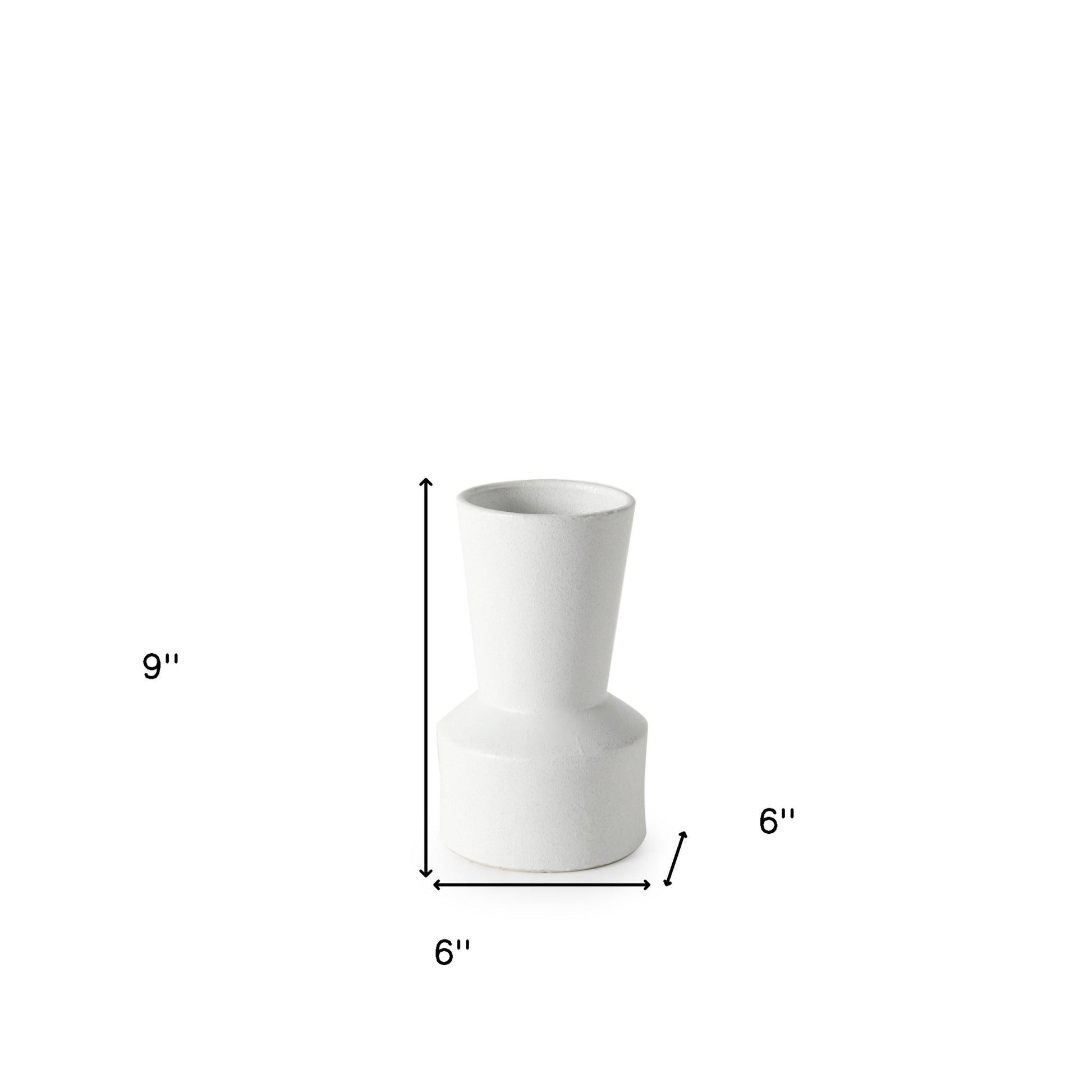 9" White Abstract Cylinder Ceramic Table Vase - Loft&Timber