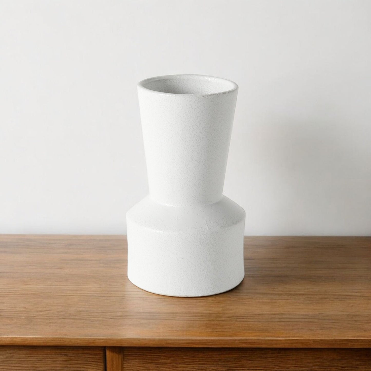 9" White Abstract Cylinder Ceramic Table Vase - Loft&Timber